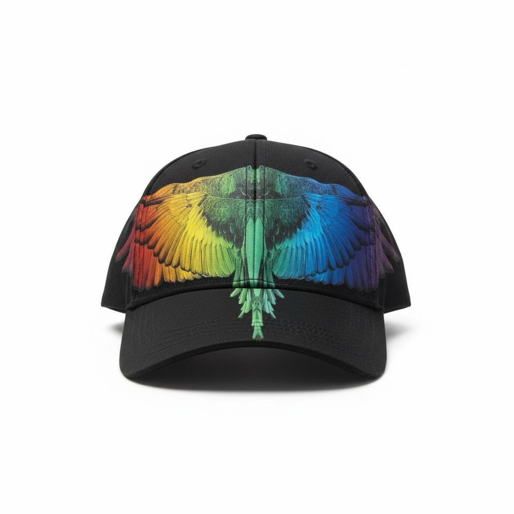 County of milan MARCELO BURLON COUNTY OF MILAN Cappello Con Visiere Ali Multicolor Nero - Cappello - Tommaseo Clothing