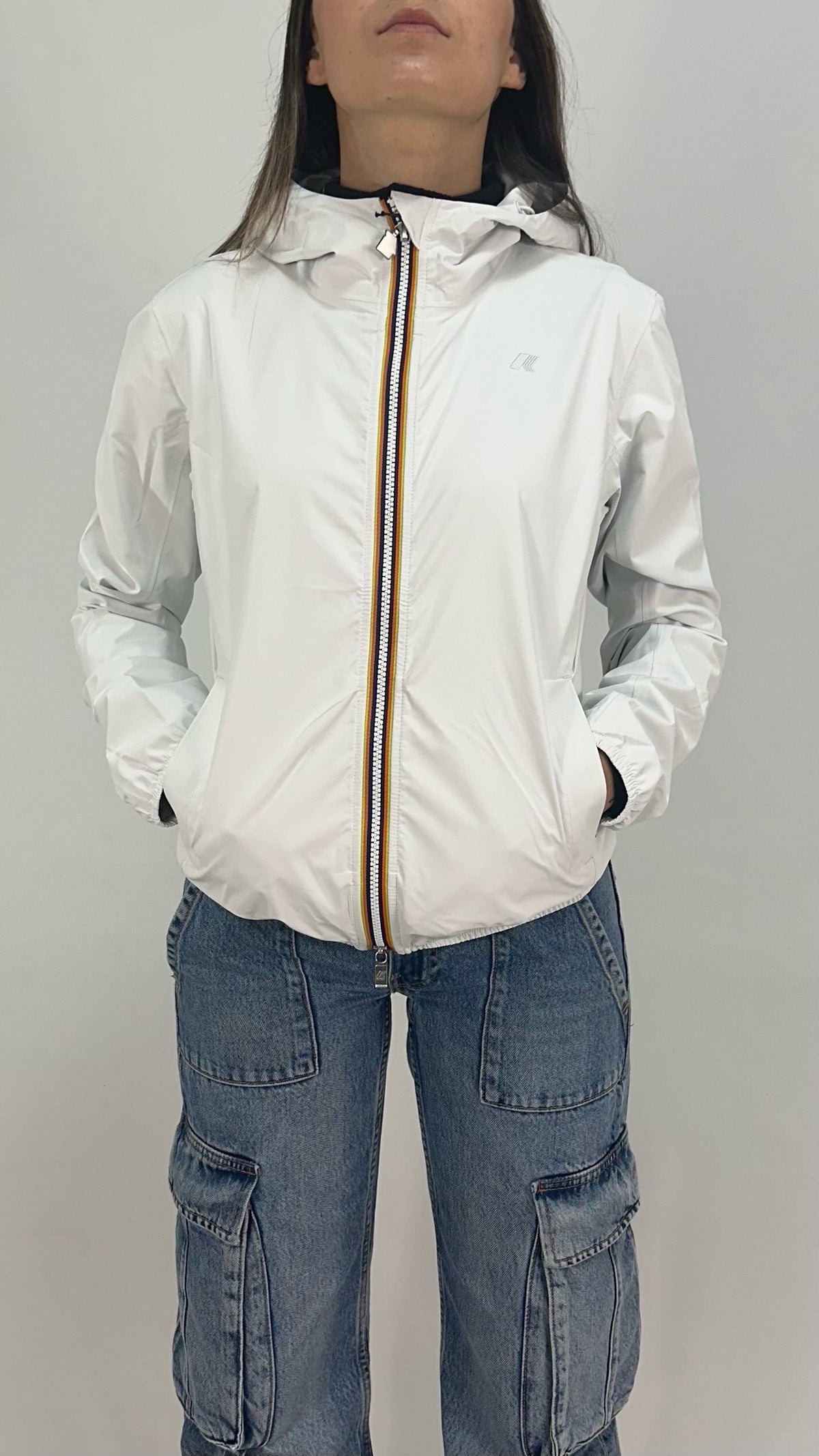 K-WAY Antivento Lyly Stretch Dot Donna Bianco