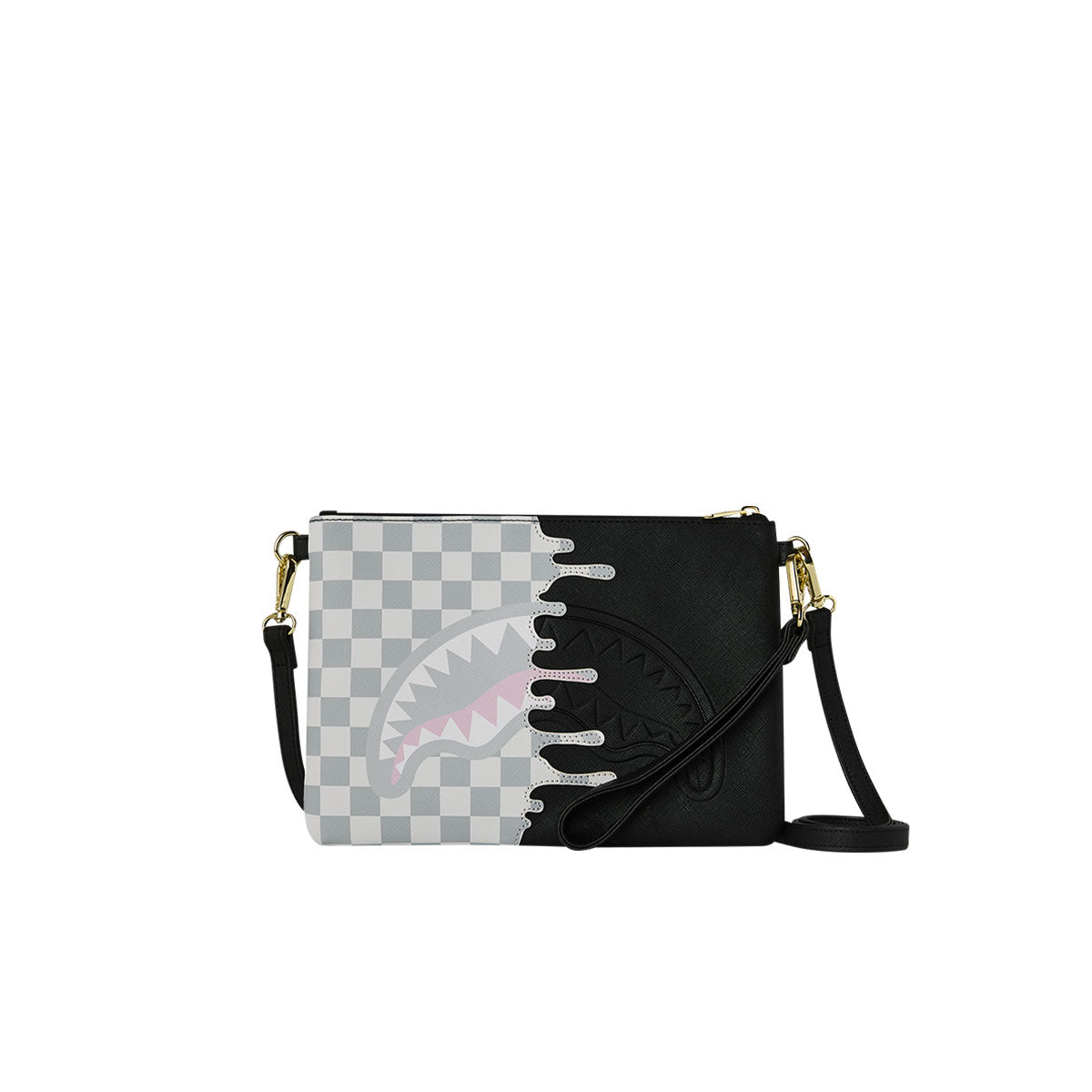 SPRAYGROUND Pochette/Tracolla Cream Check Side Drip Nera/Bianca