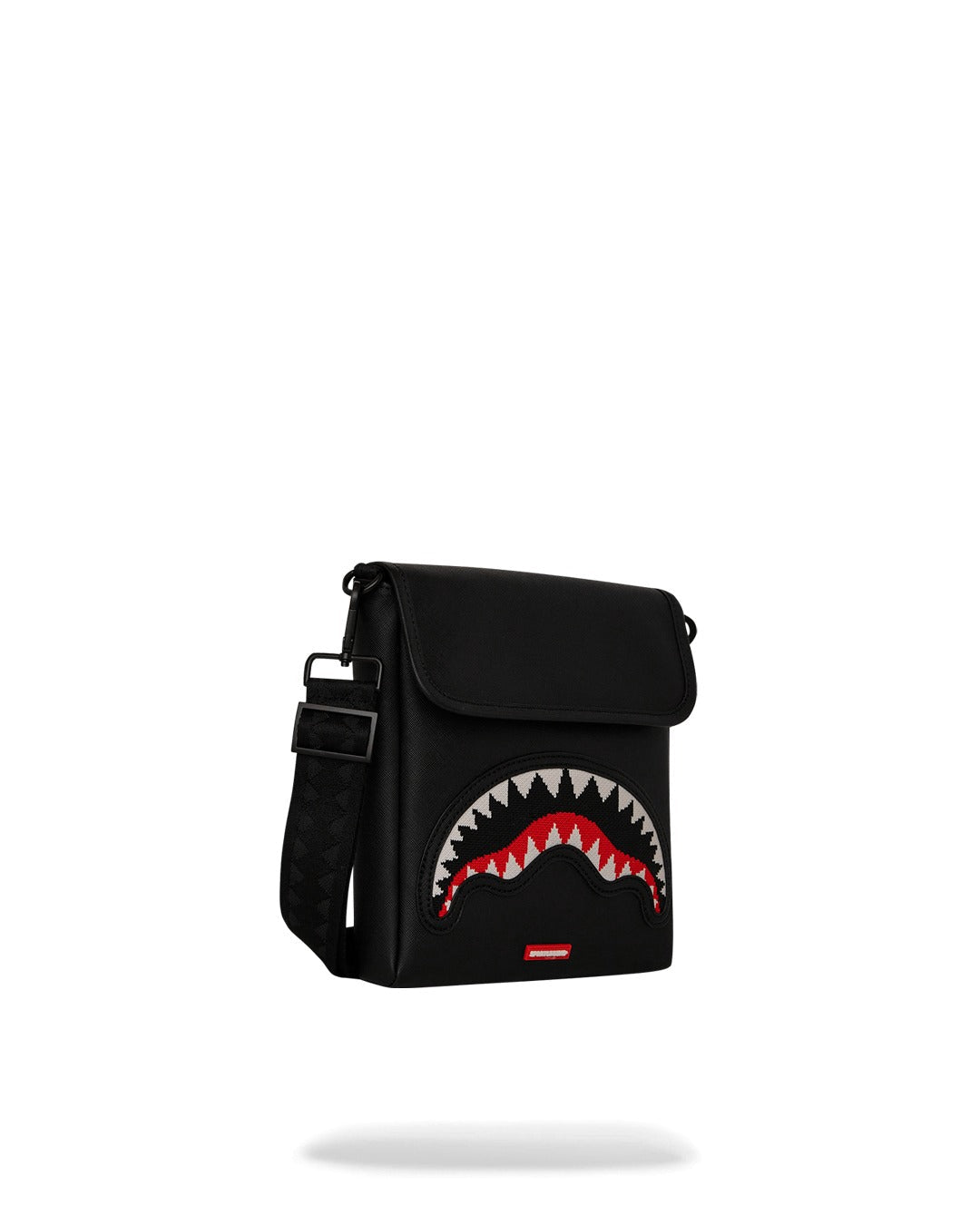 SPRAYGROUND Borsello In Pelle Fly Knit Mouth Messenger Sling Nero