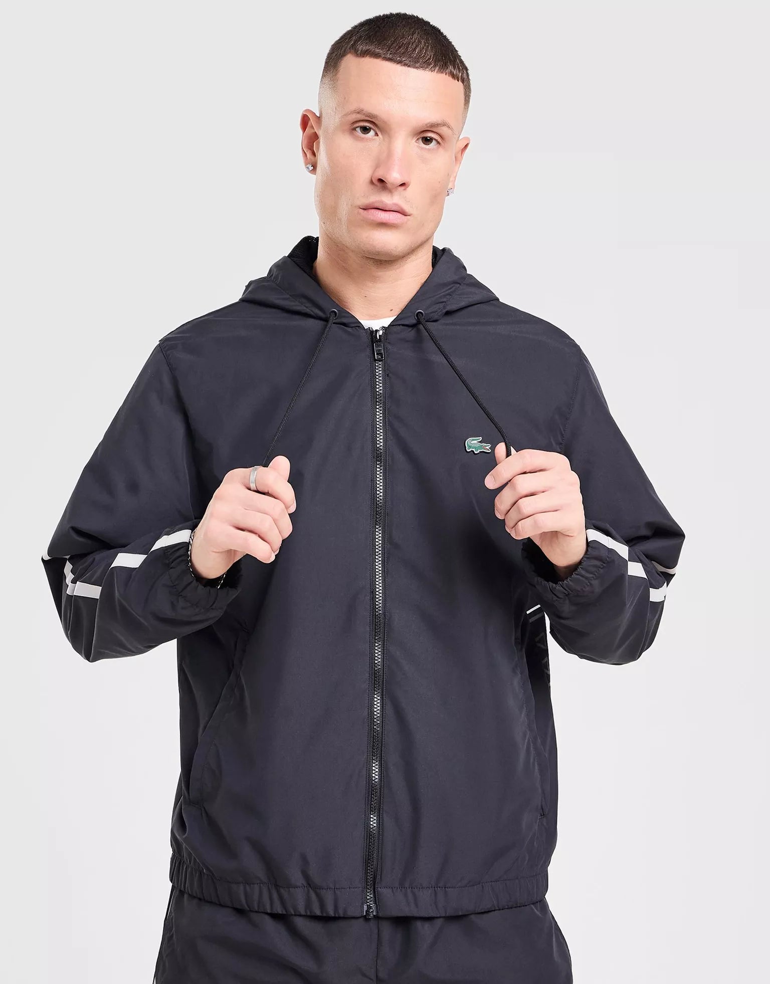 LACOSTE Tuta In Microfibra Con Logo Retro E Banda Laterale Nera