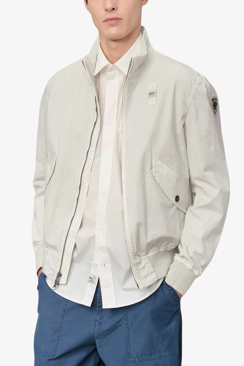Blauer BLAUER BADGER DYED Antivento Uomo Senza Cappuccio Bianco - ANTIVENTO - Tommaseo Clothing