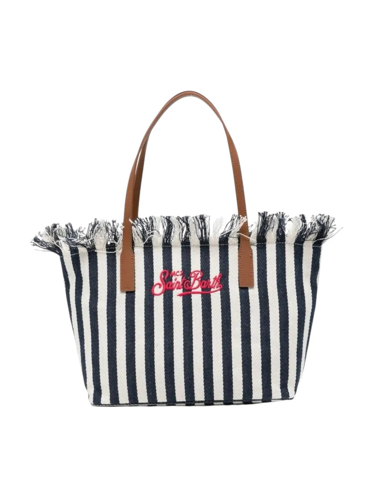 Saint Barth Saint Barth Borsa Donna City Bag Mid A Righe Con Frange Blu/bianca - Borsa - Tommaseo Clothing