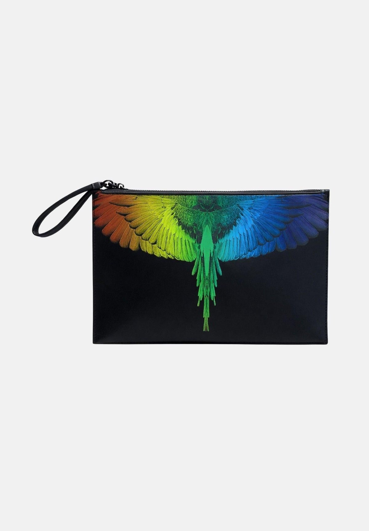 County of milan COUNTY OF MILAN BY MARCELO BURLON Pochette In Ecopelle Schiacciata con Stampa Ali Multicolor Nero - Acce