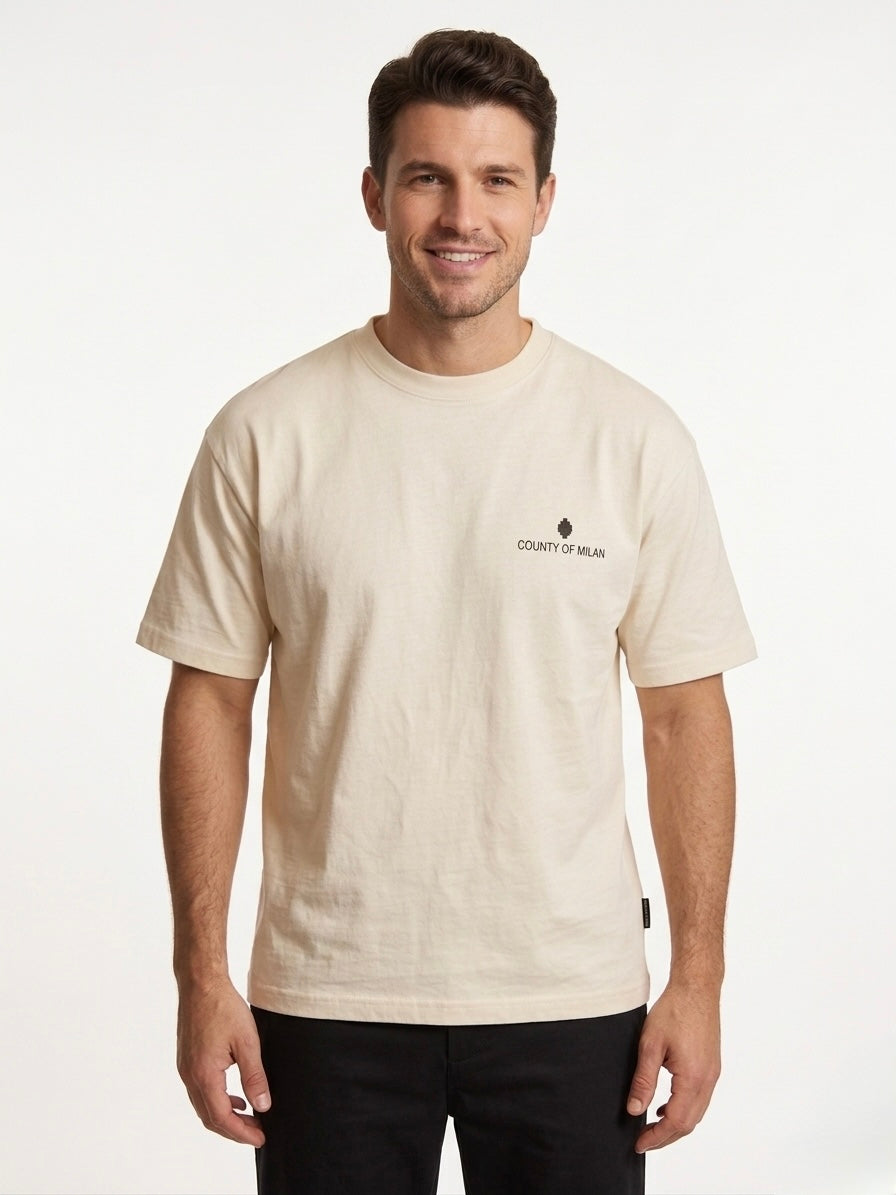 County of milan COUNTY OF MILAN Marcelo Burlon T-Shirt Basic Beige - T-SHIRT - Tommaseo Clothing