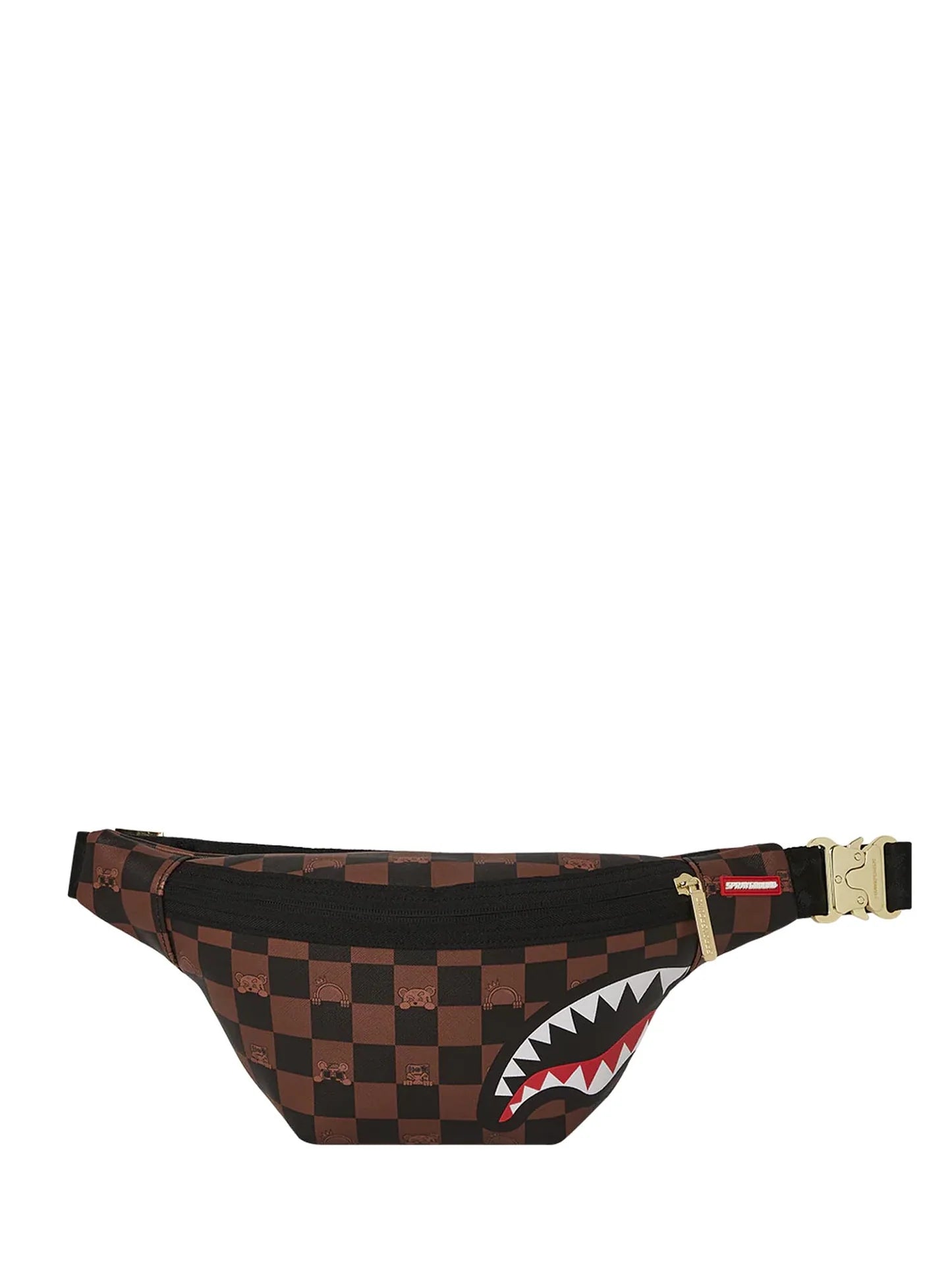 SPRAYGROUND Marsupio In Pelle Logo Laterale Toy Edition Marrone e Nero