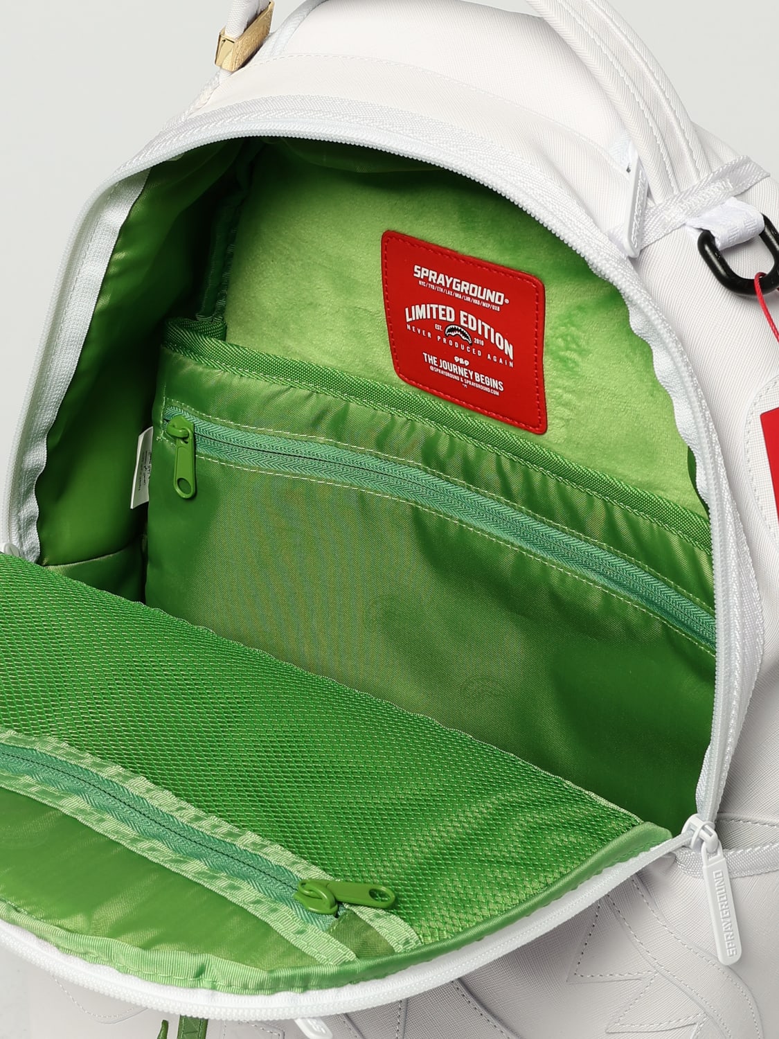 SPRAYGROUND Zaino In Pelle Italia Edition Logo Tono su Tono Bianco