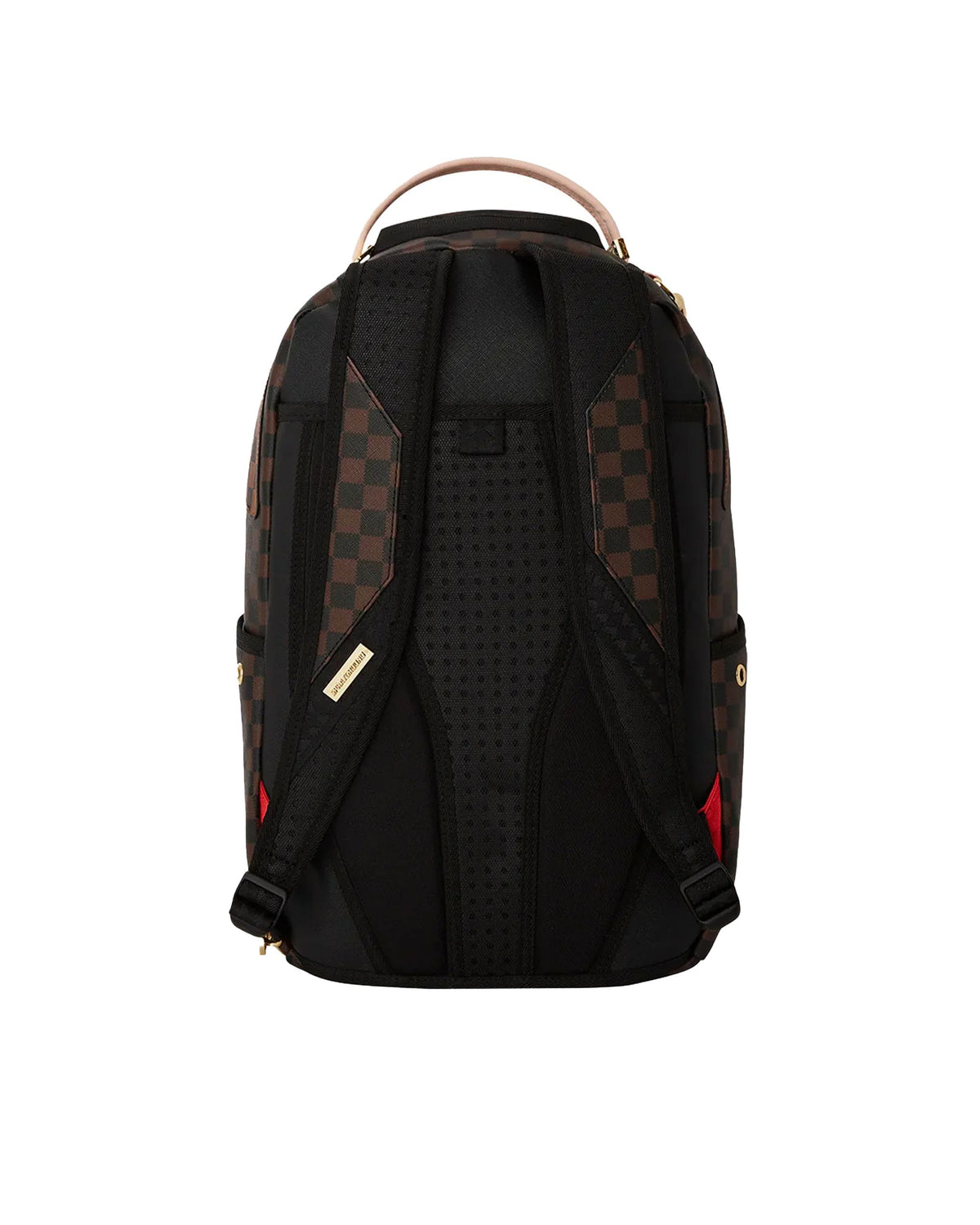 SPRAYGROUND Zaino In Pelle Con Dettagli Rosa Con Logo Tono Su Tono Marrone e Nero