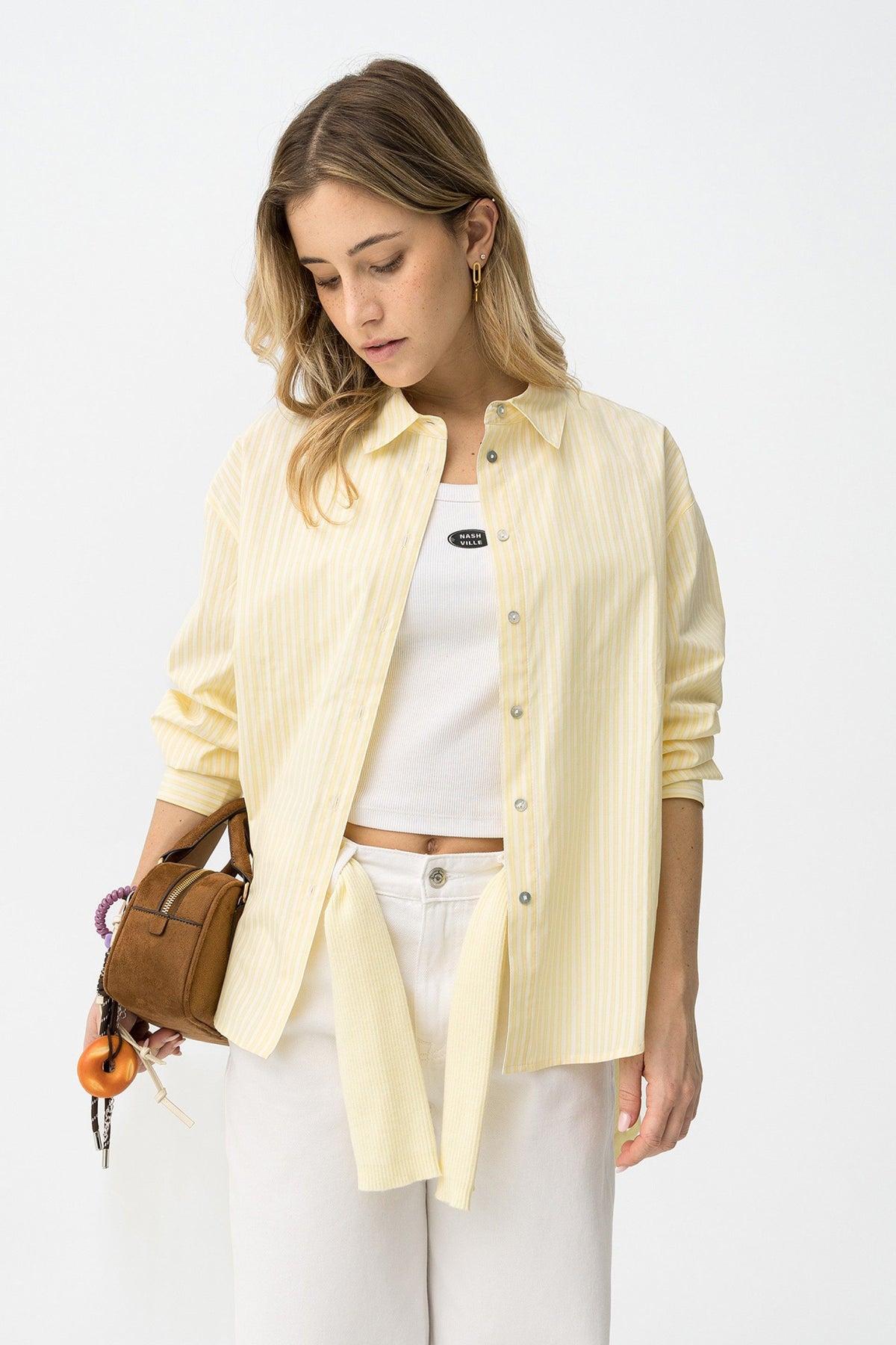 TIFFOSI BUTTER CAMICIA GIALLA A RIGHE DONNA SS26