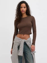 JJXX DONNA JXFELINE MARRONE MANICHE LUNGHE A COSTINE