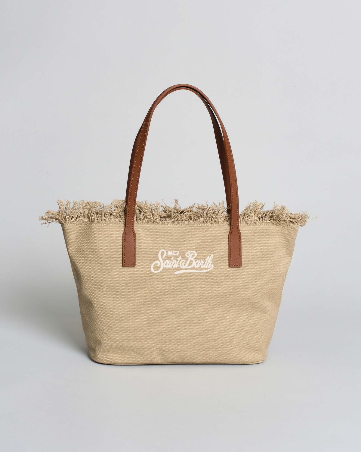 Saint Barth Saint Barth Borsa Shopper City Medium IN Canvas Beige Con Frange - Borsa - Tommaseo Clothing