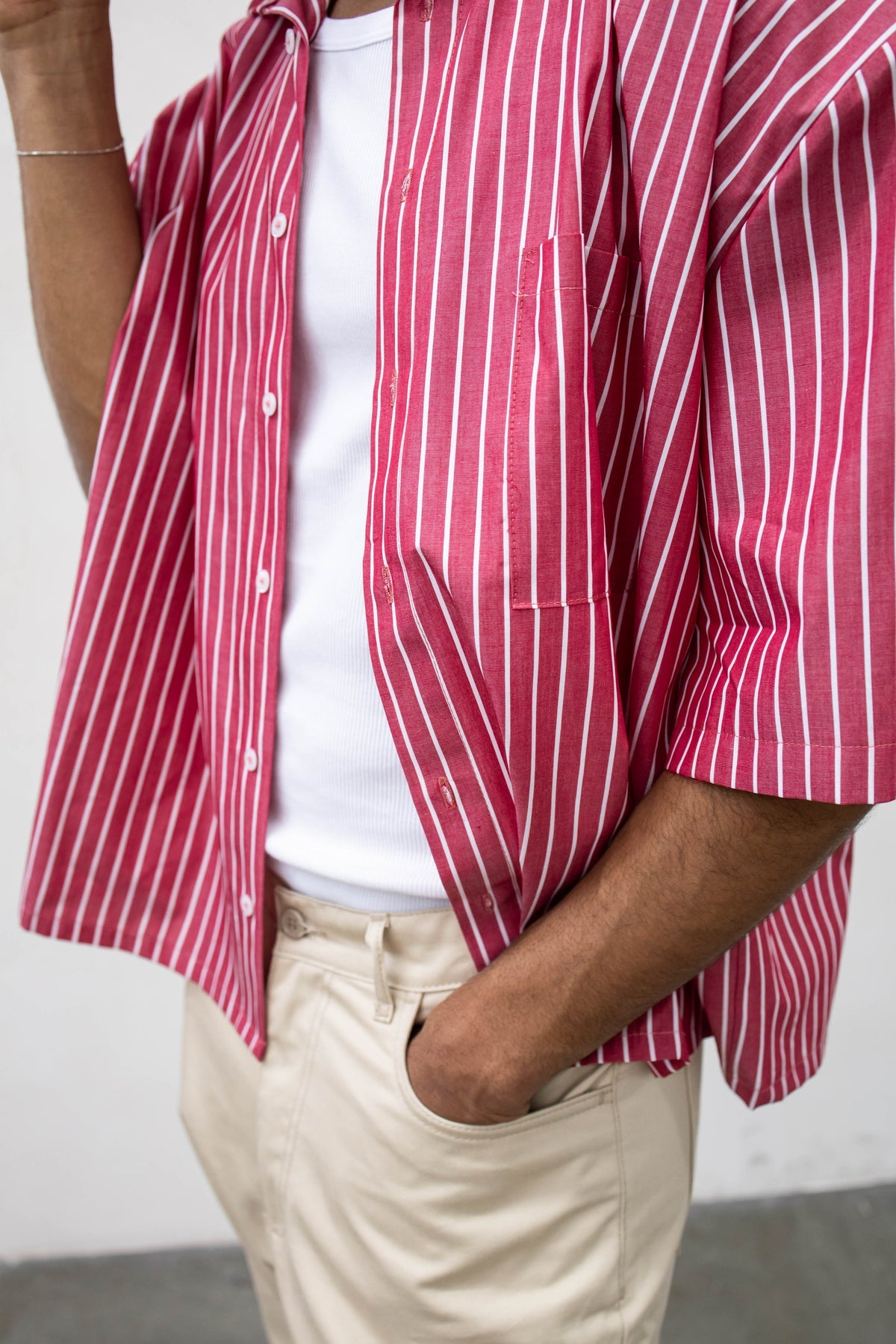 TOKYO Camicia a mezze maniche Crop A Righe Rossa