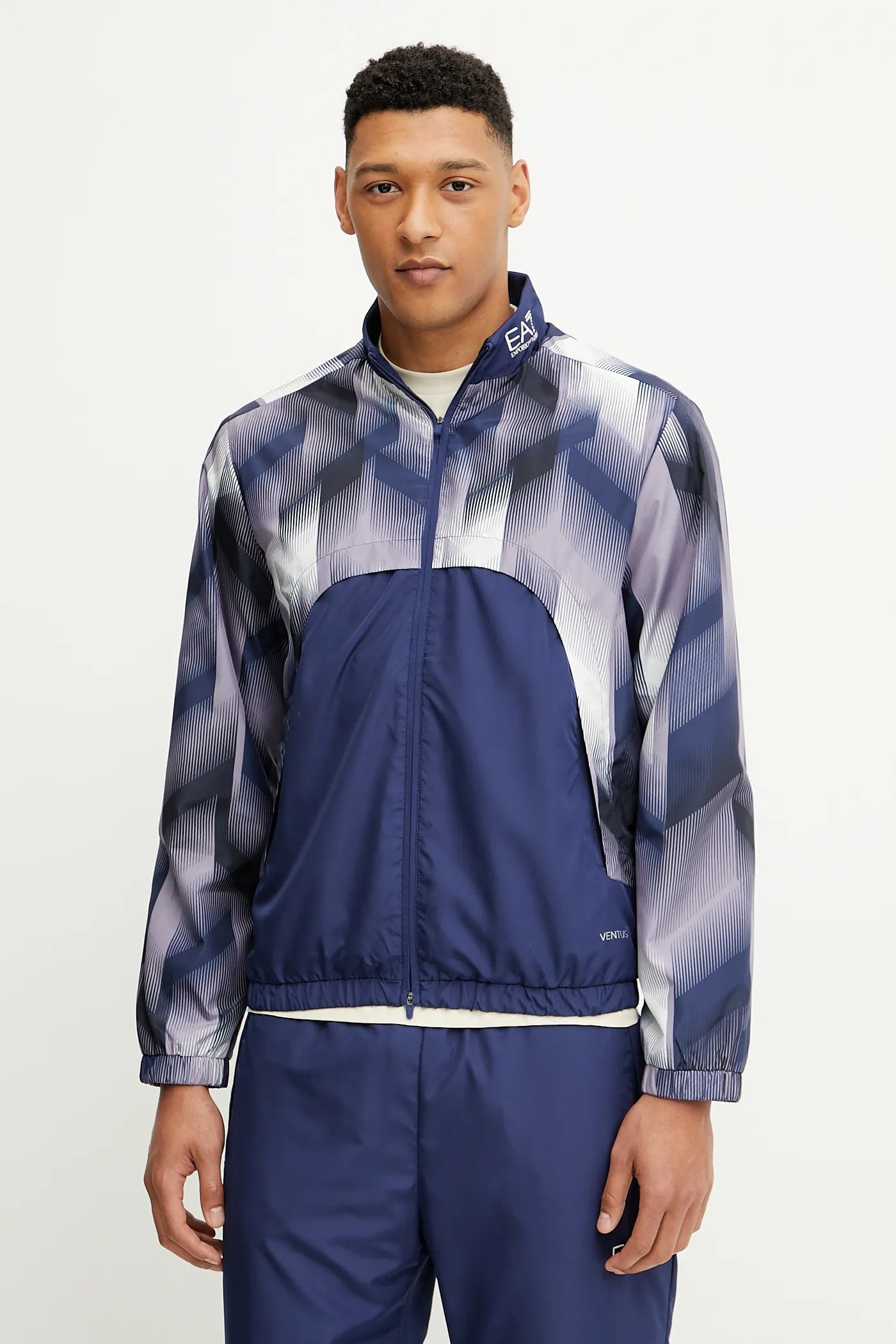 EMPORIO ARMANI Tuta Leggera In Microfibra Con Zip Viola e Blu