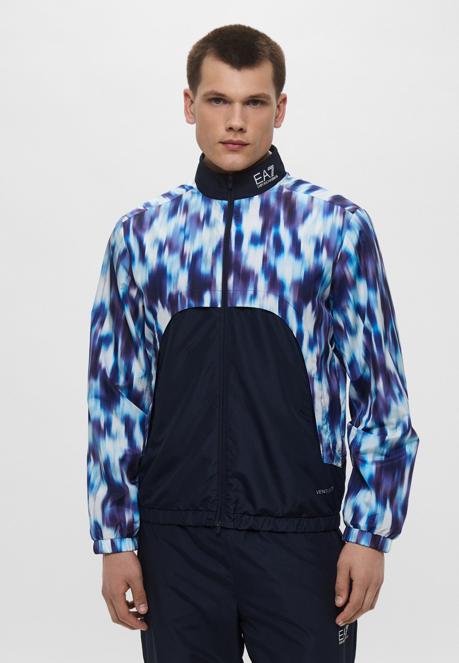 EMPORIO ARMANI Tuta Leggera In Microfibra Con Zip Blu e Viola