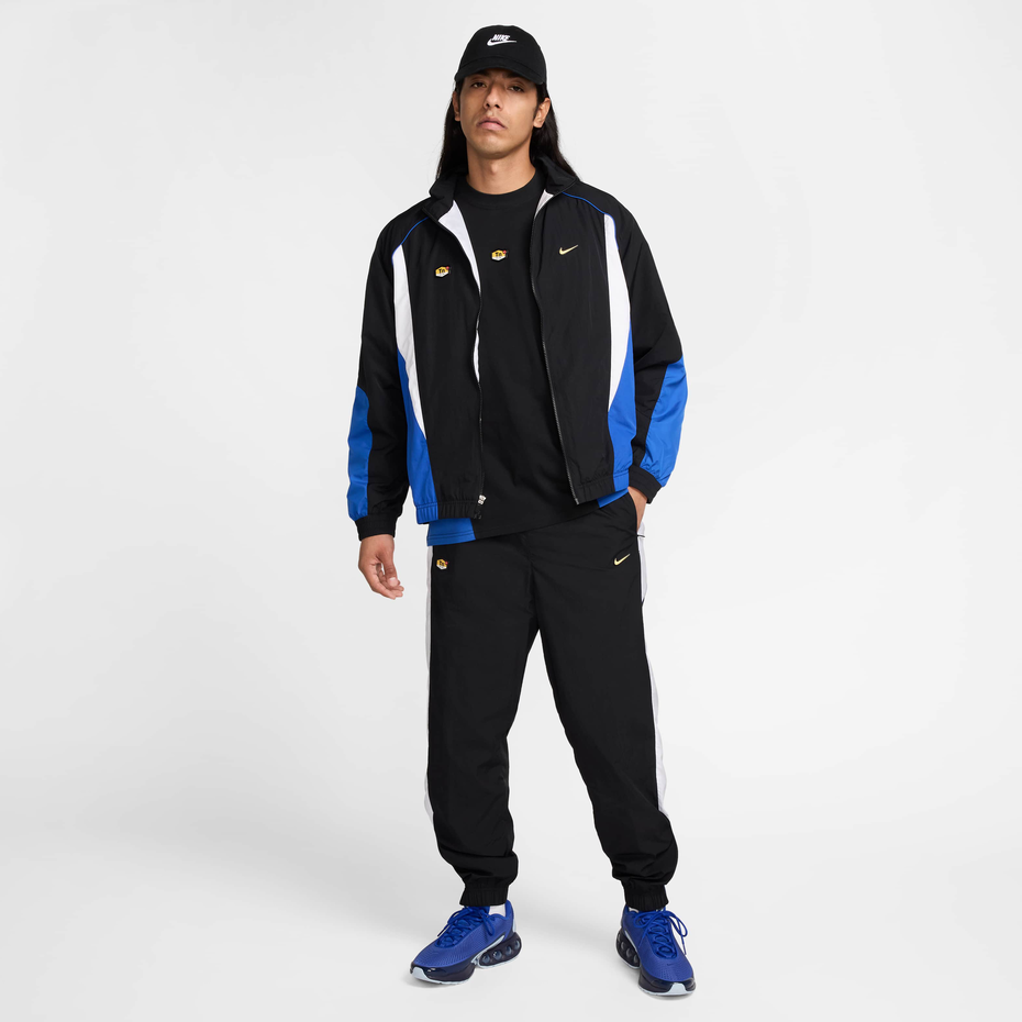 NIKE Tuta TN Leggera In Microfibra Con Zip Nera Bianca e Blu