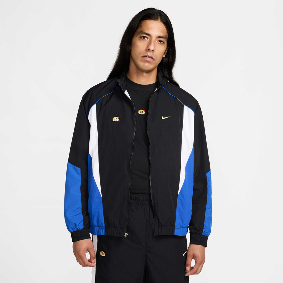 NIKE Tuta TN Leggera In Microfibra Con Zip Nera Bianca e Blu