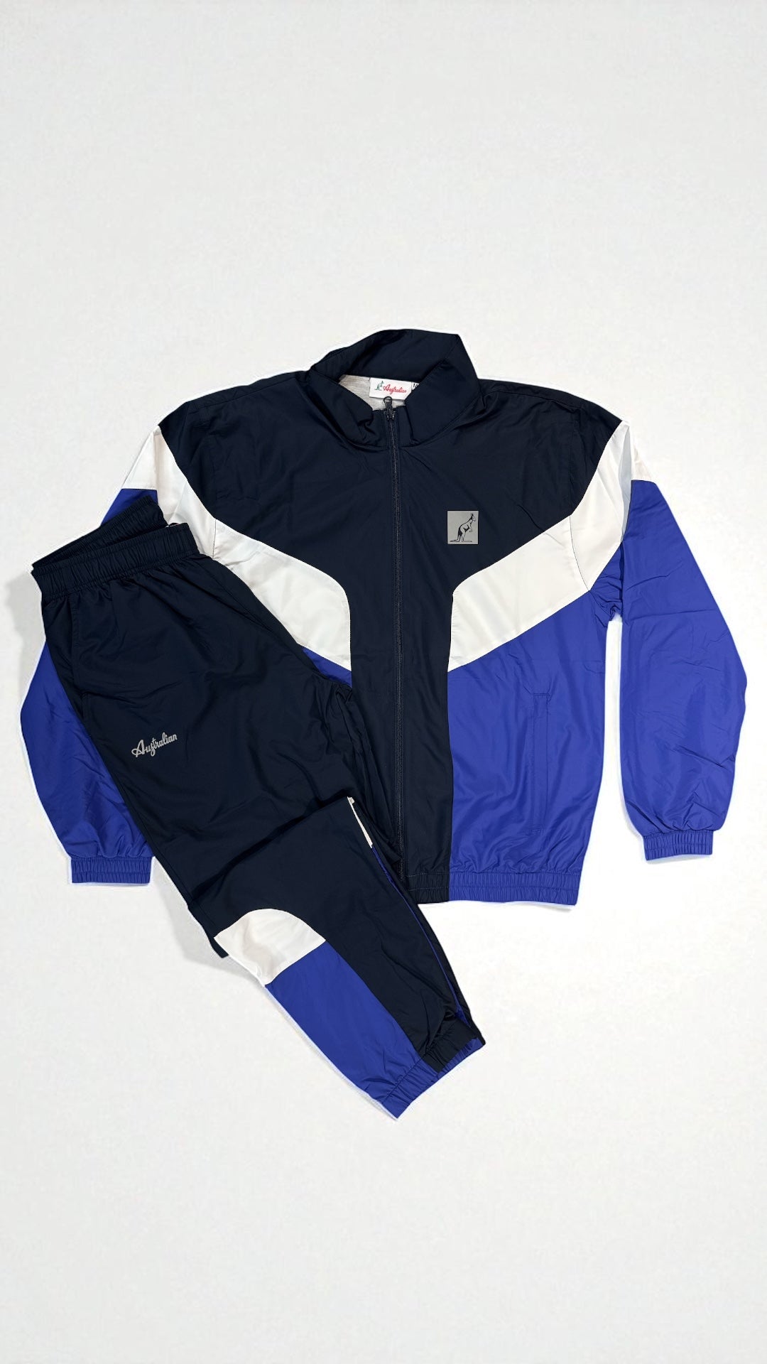 AUSTRALIAN Tuta Smash Nocturna Leggera In Microfibra Con Zip Blu/Bianco