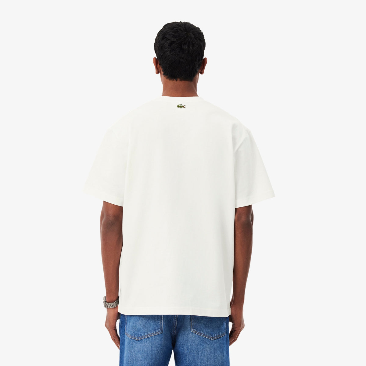 LACOSTE T-Shirt Classic Fit Logo Ricamato Bianco
