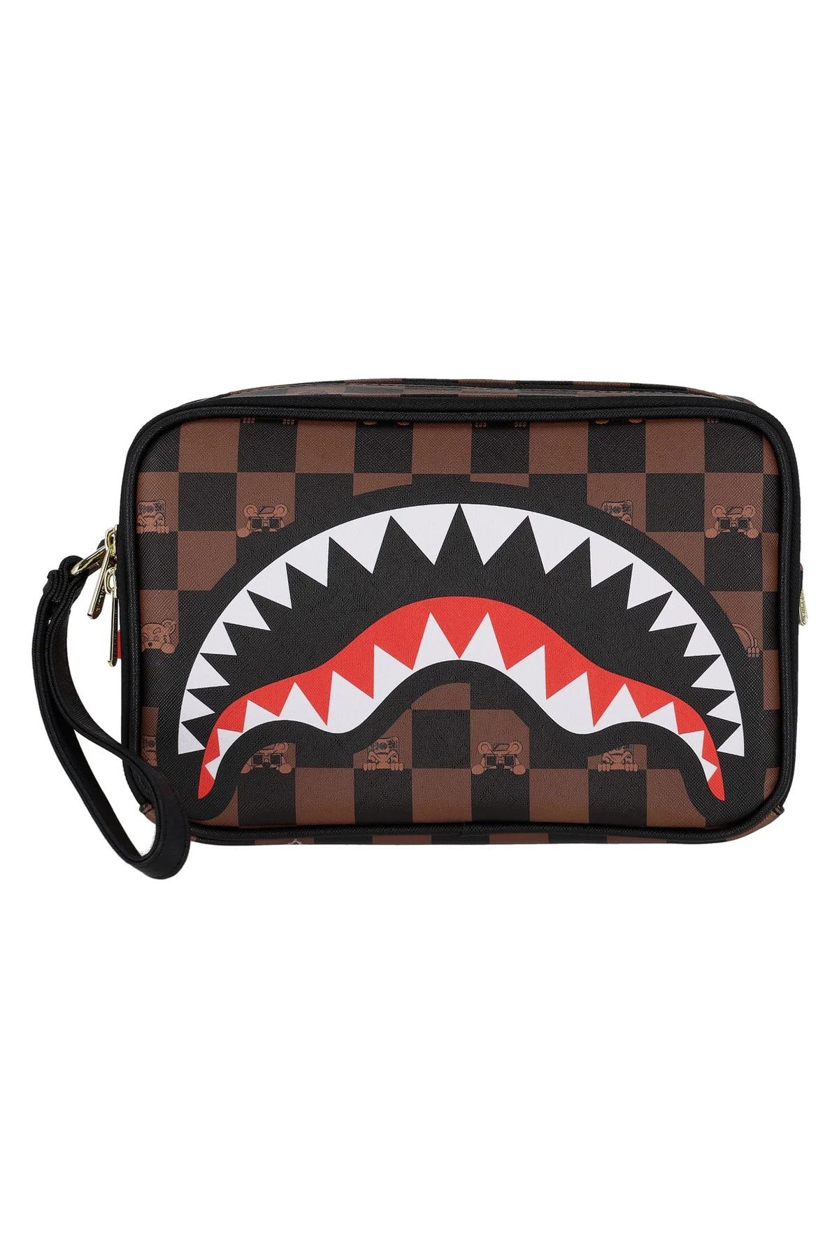 SPRAYGROUND Pochette In Pelle Logo Centrale Toy Edition Marrone e Nero
