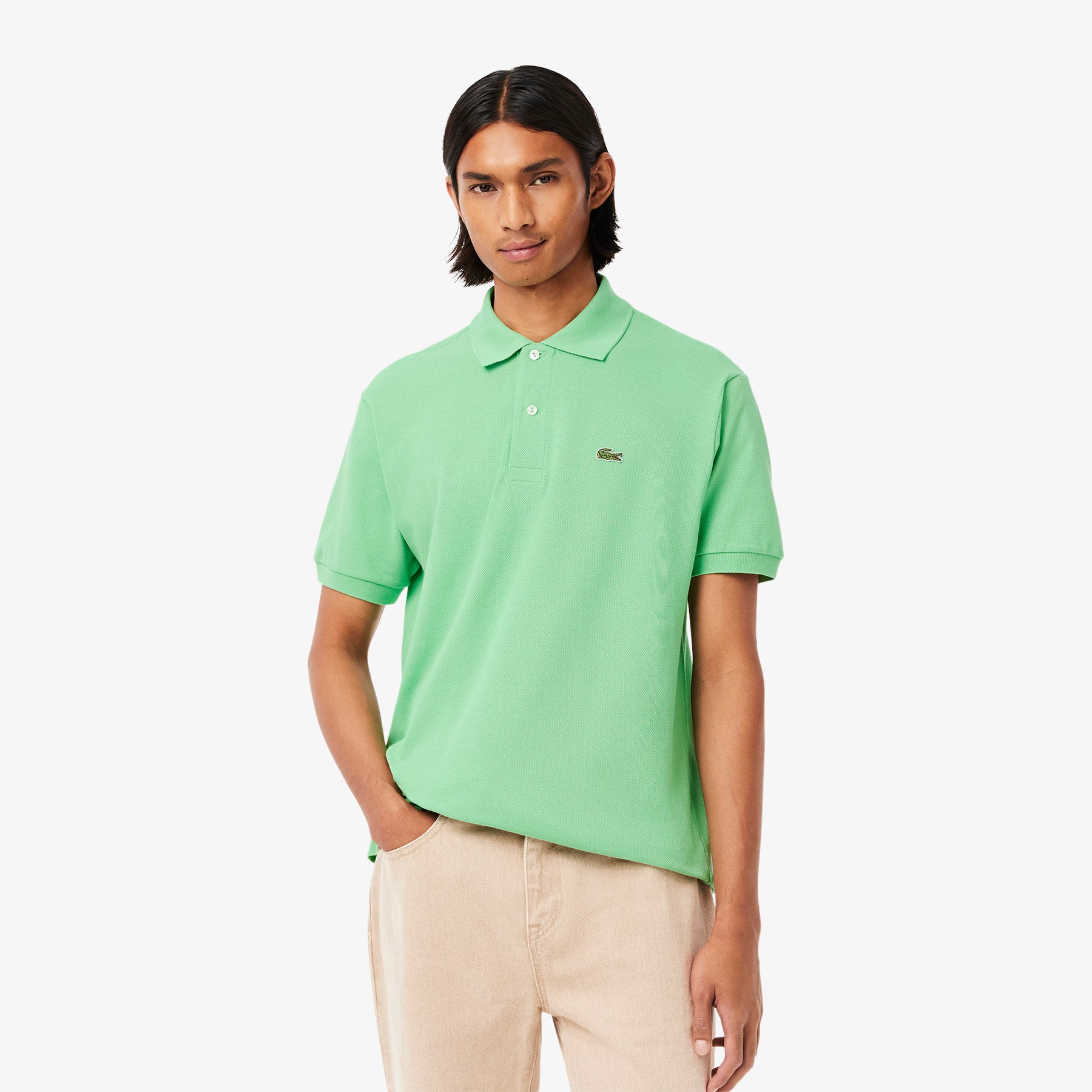LACOSTE Polo Classica in Piqué di Cotone Verde Lime