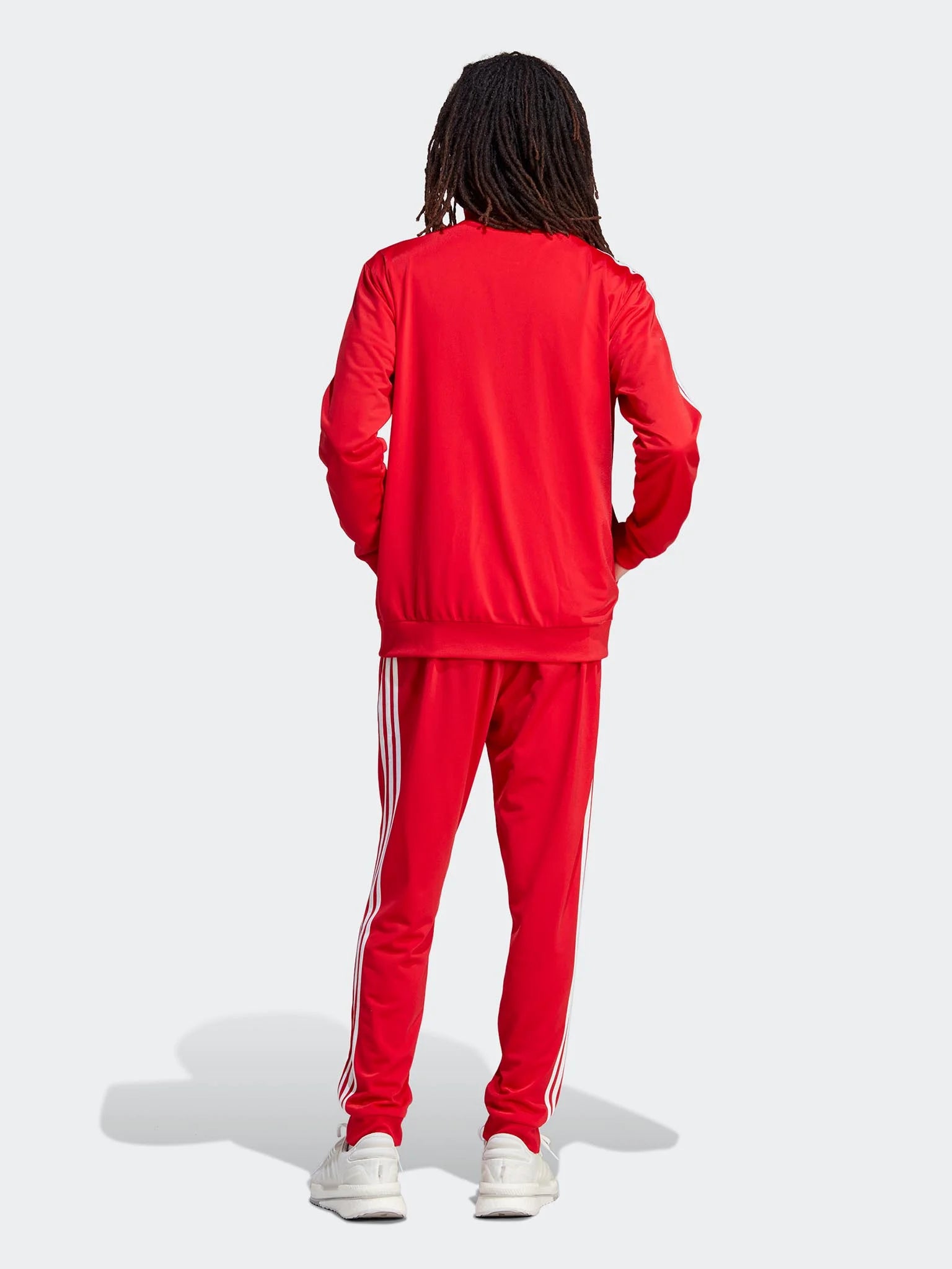 ADIDAS Tuta Leggera Acetata Con Zip Senza Cappuccio Con Strisce Laterali Rossa/Bianca