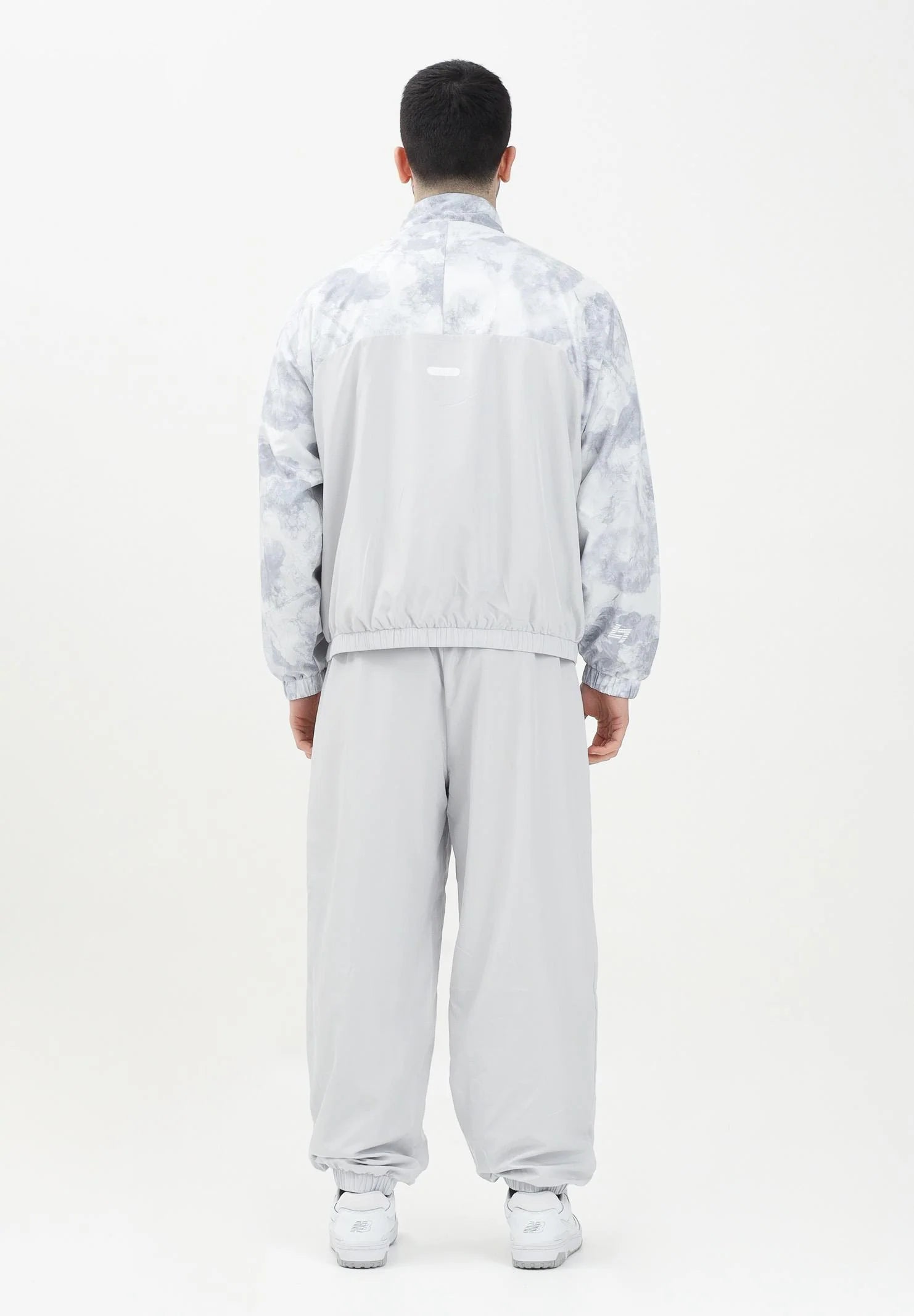 EMPORIO ARMANI Tuta Leggera In Microfibra Con Zip Bianca/Grigia