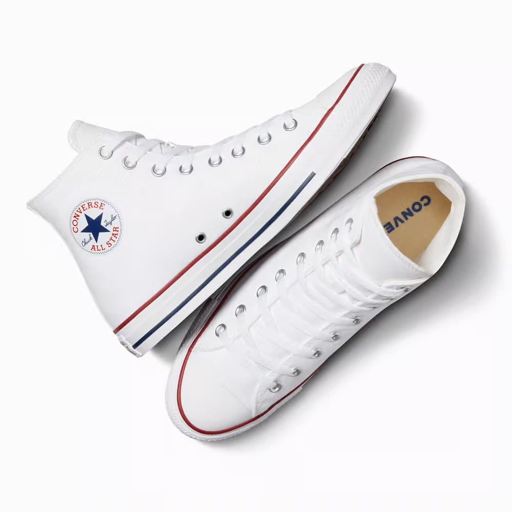 CONVERSE Scarpe Collo Alto In Canvas Con Punta E Suola In Gomma Bianca