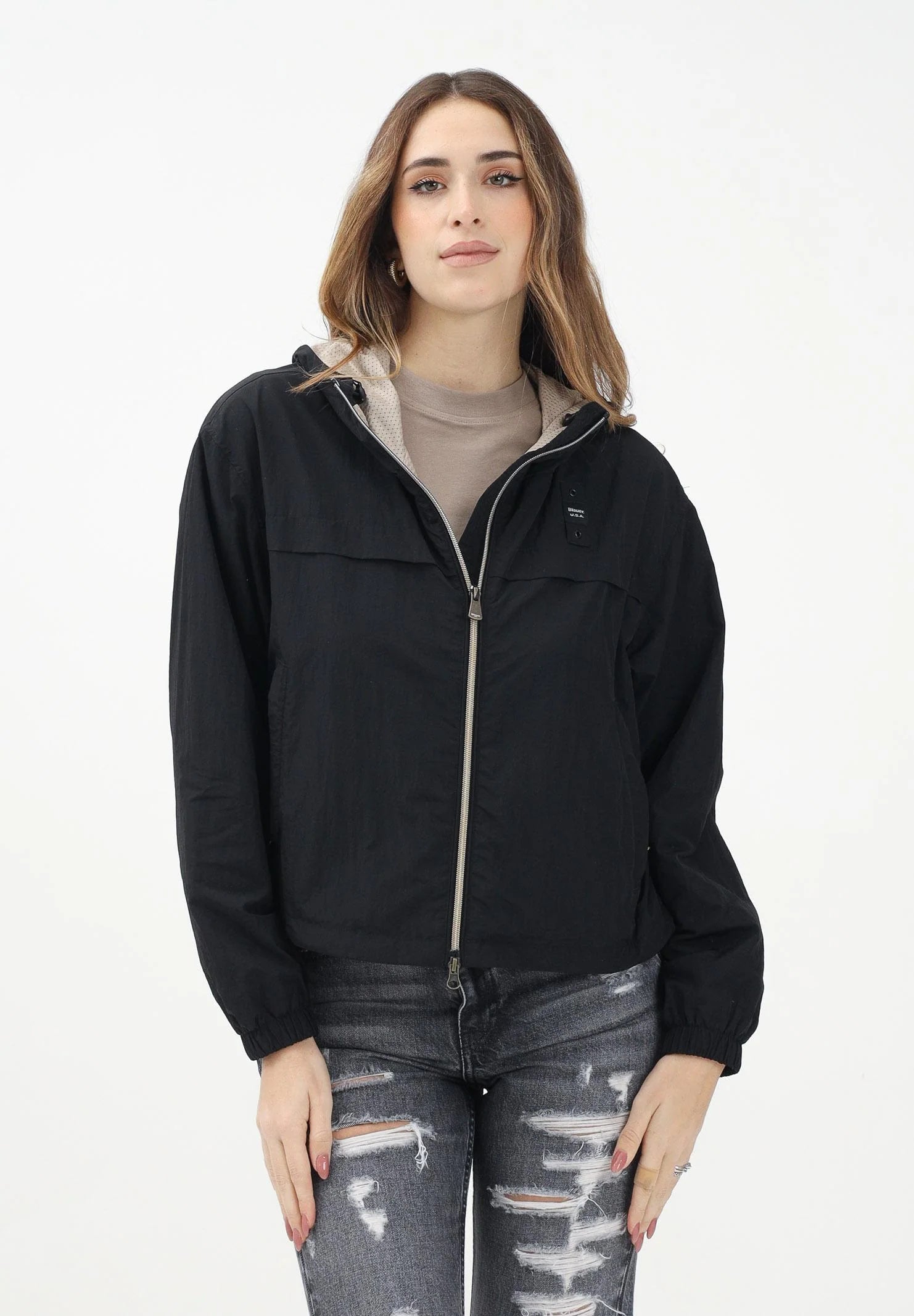 BLAUER Antivento Donna Cropped Con Cappuccio