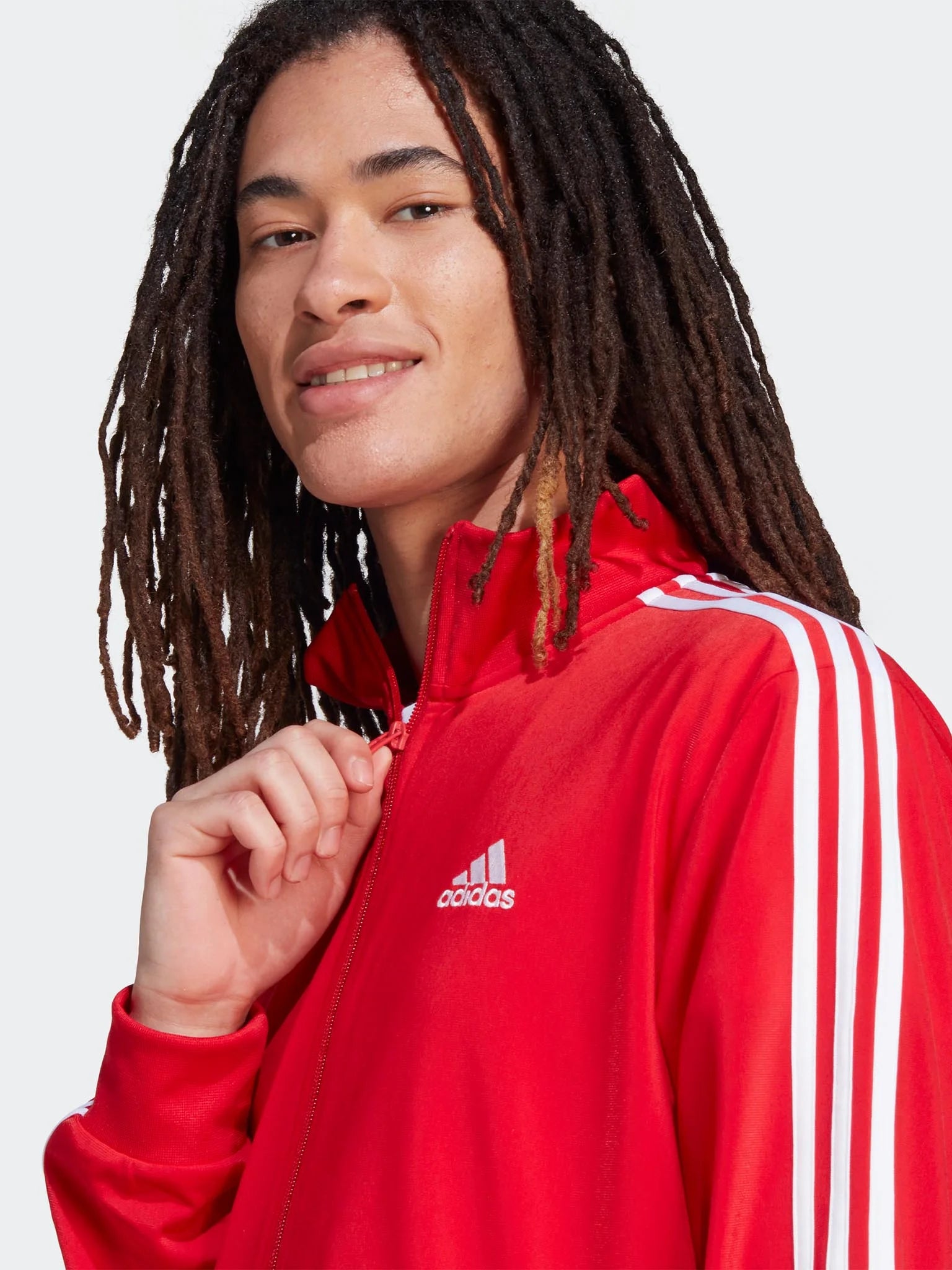 ADIDAS Tuta Leggera Acetata Con Zip Senza Cappuccio Con Strisce Laterali Rossa/Bianca