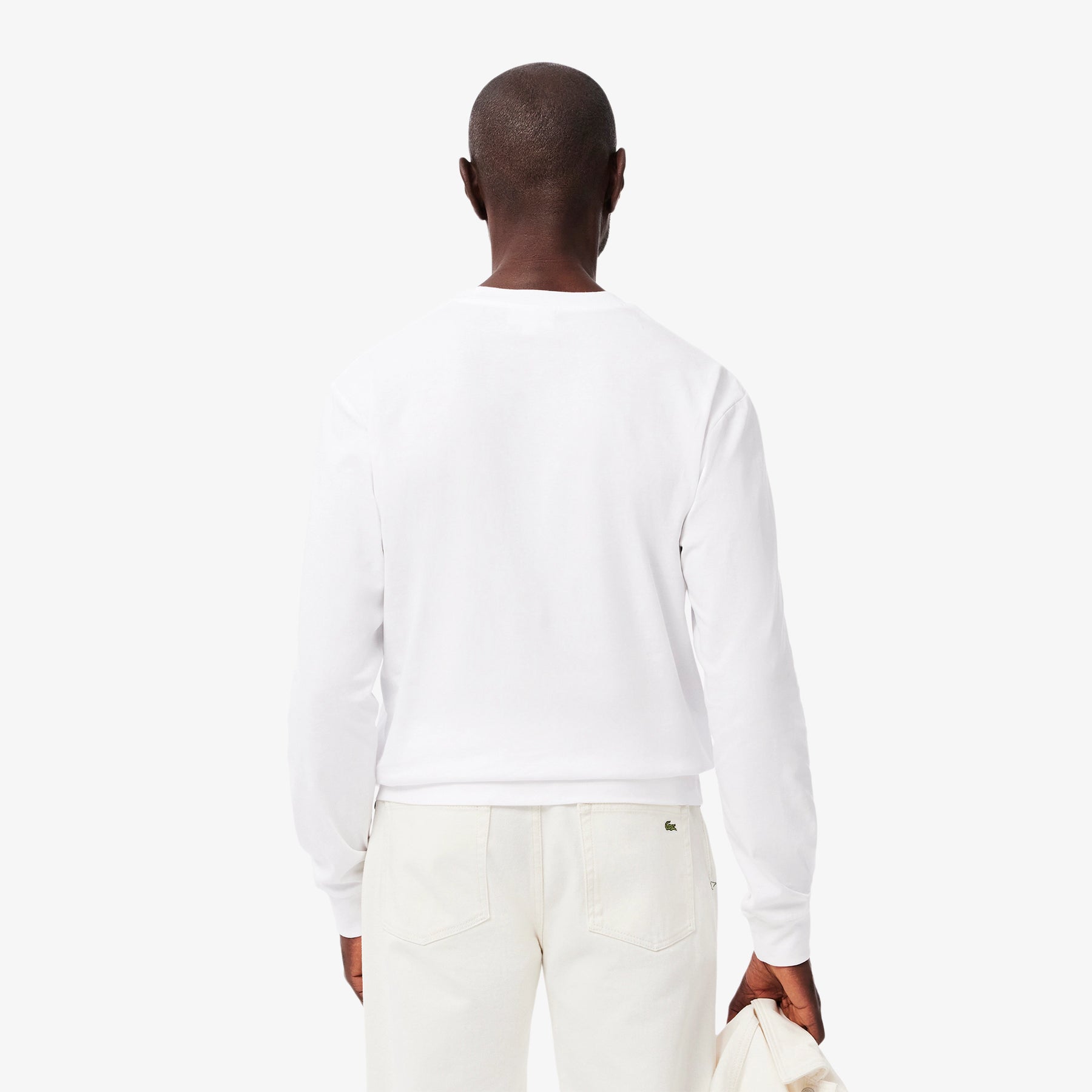 LACOSTE T-Shirt Basic a Maniche Lunghe In Cotone Bianca