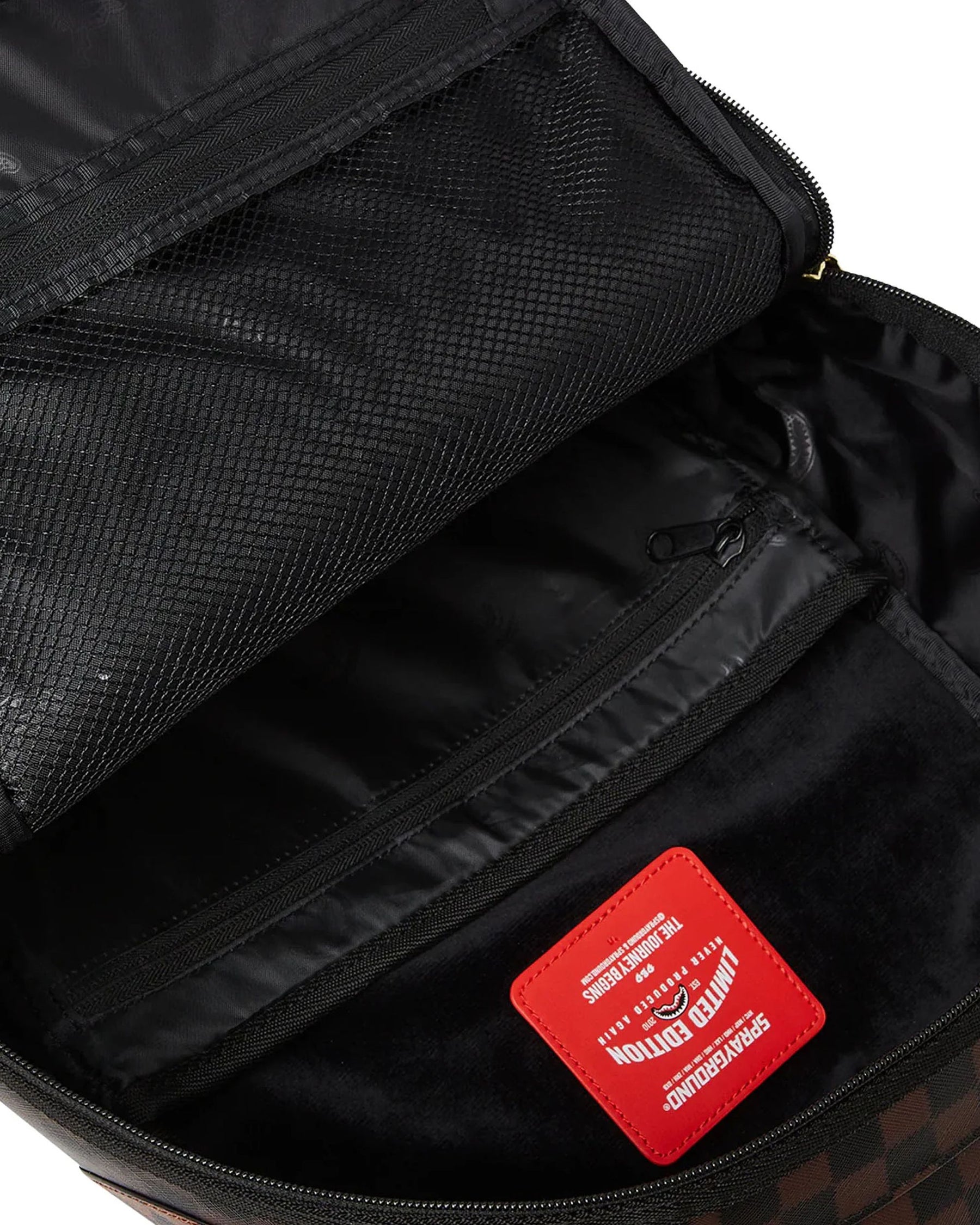 SPRAYGROUND Zaino In Pelle Con Dettagli Rosa Con Logo Tono Su Tono Marrone e Nero