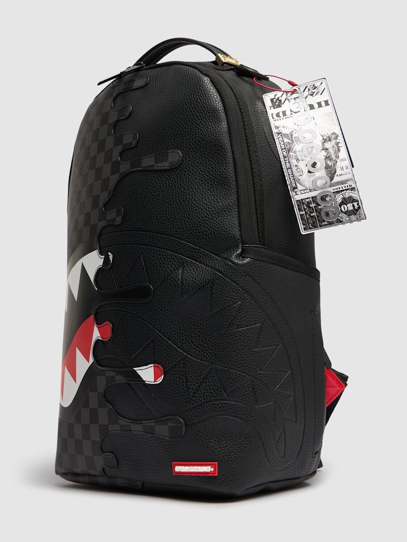 SPRAYGROUND Zaino In Pelle Doppia Grafica Con Logo Centrale Nero/Grigio