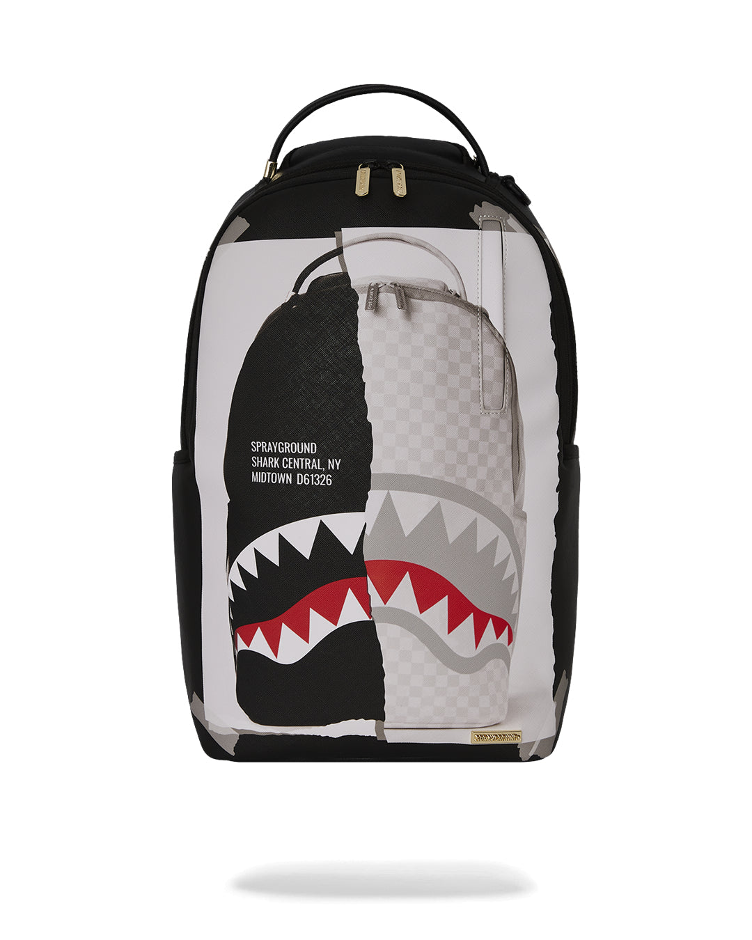 SPRAYGROUND Zaino In Pelle Con Grafica Zaino Bicolor Con Scotch Nero e Bianco