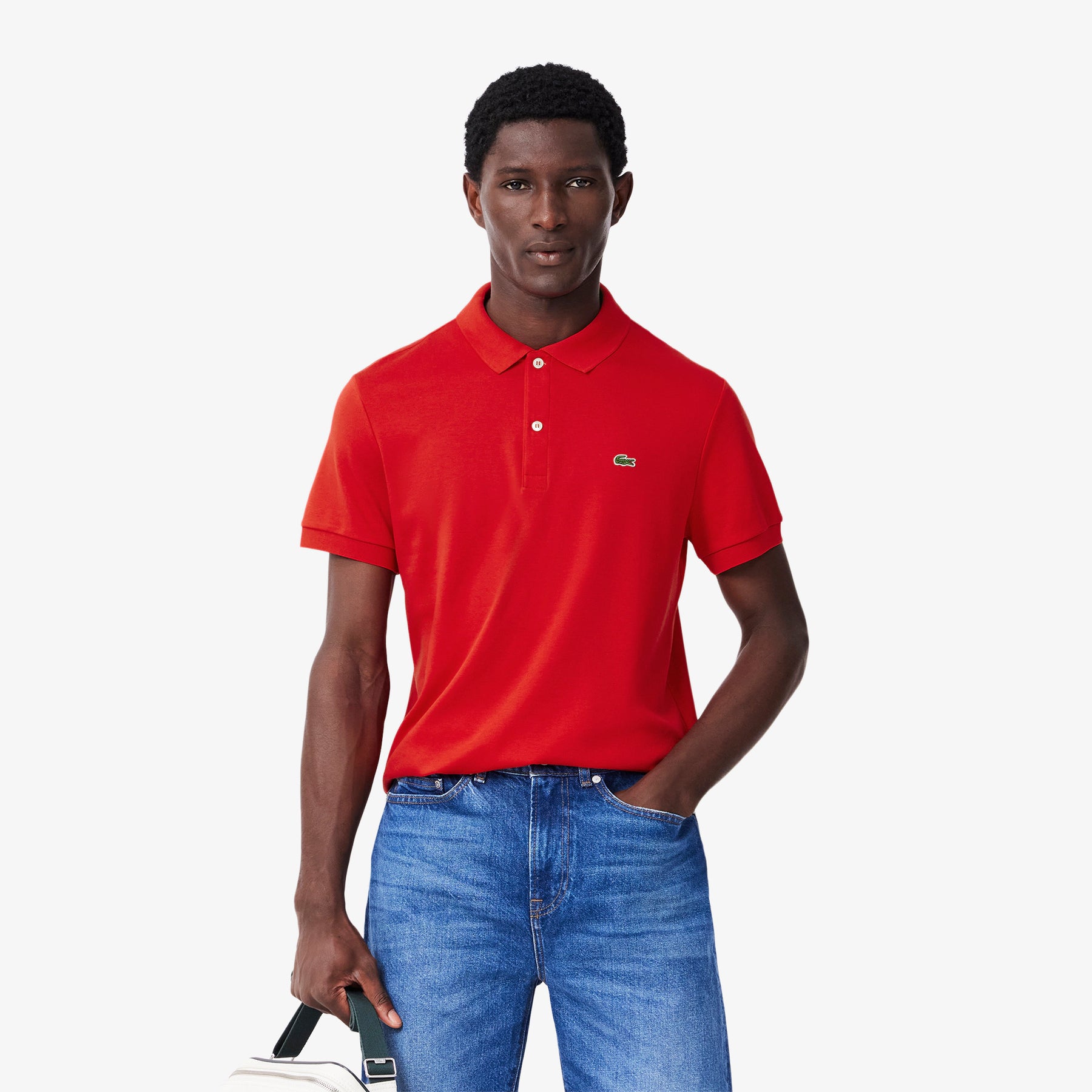 LACOSTE Polo Regular Fit in Cotone Pima Rossa