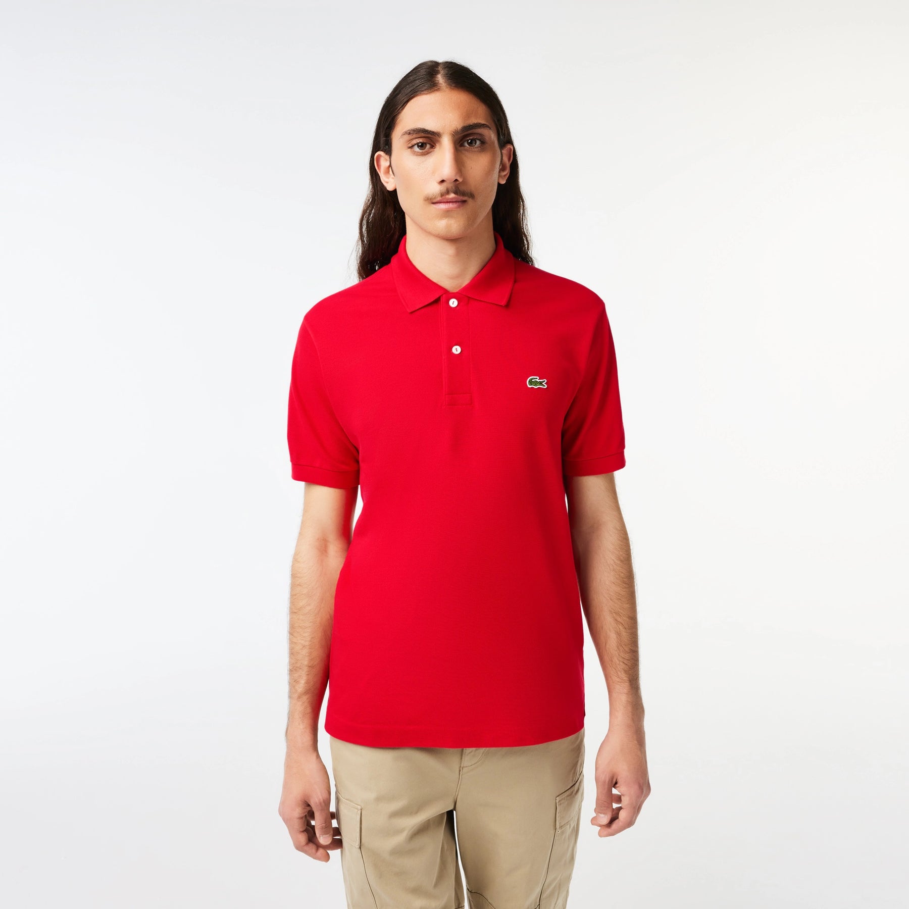 LACOSTE Polo Classica in Piqué di Cotone Rossa