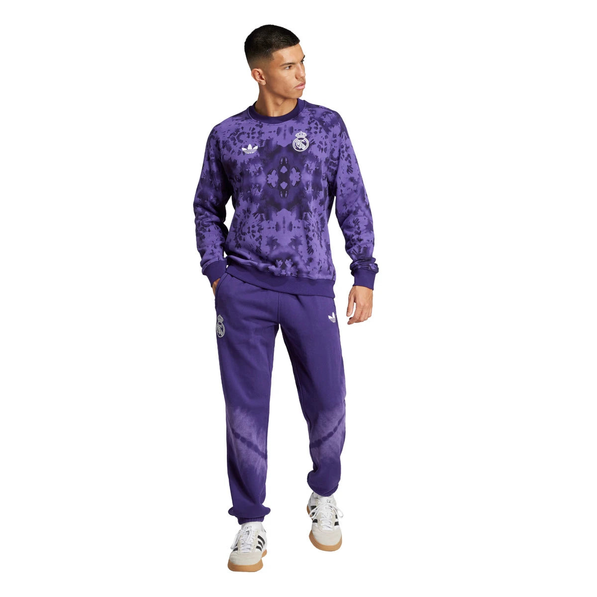 ADIDAS Tuta Real Madrid Leggera In Cotone Sfumata Girocollo Viola