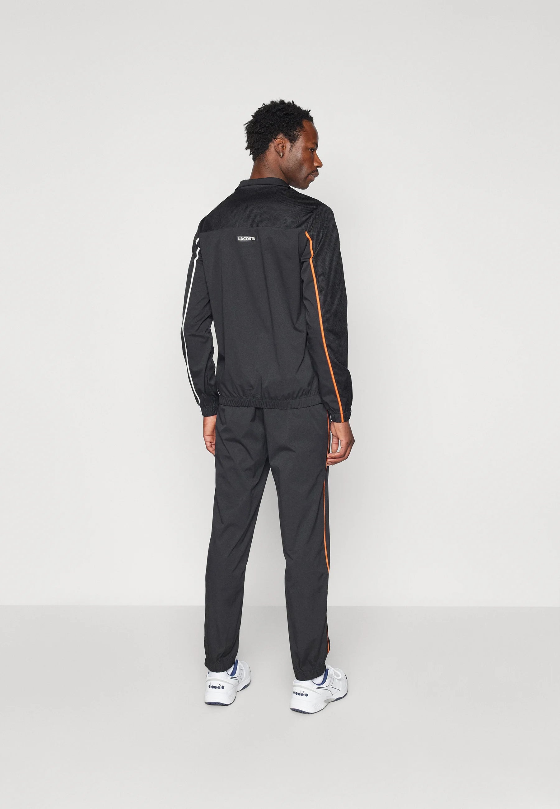 LACOSTE Tuta Leggera In Microfibra Con Zip Senza Cappuccio Nera/Bianca/Arancione