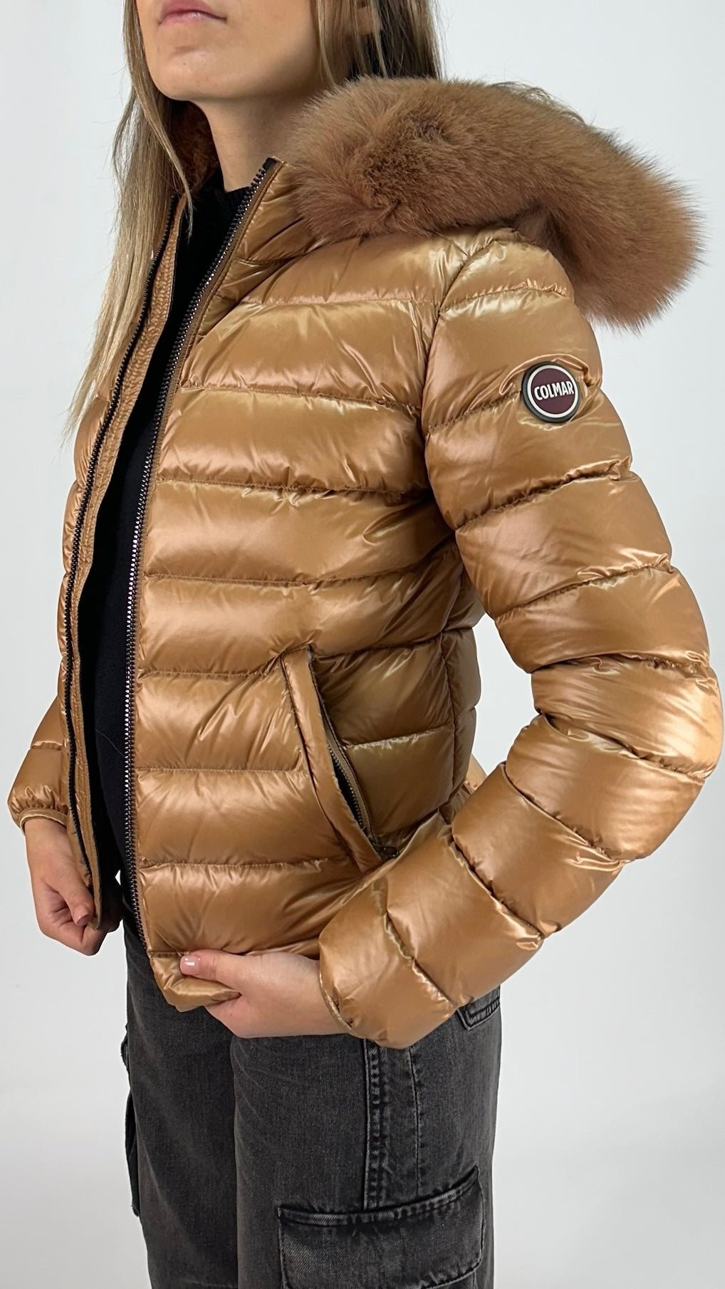 COLMAR DONNA FASCIATO CAMMELLO CON PELLICCIA - Colmar