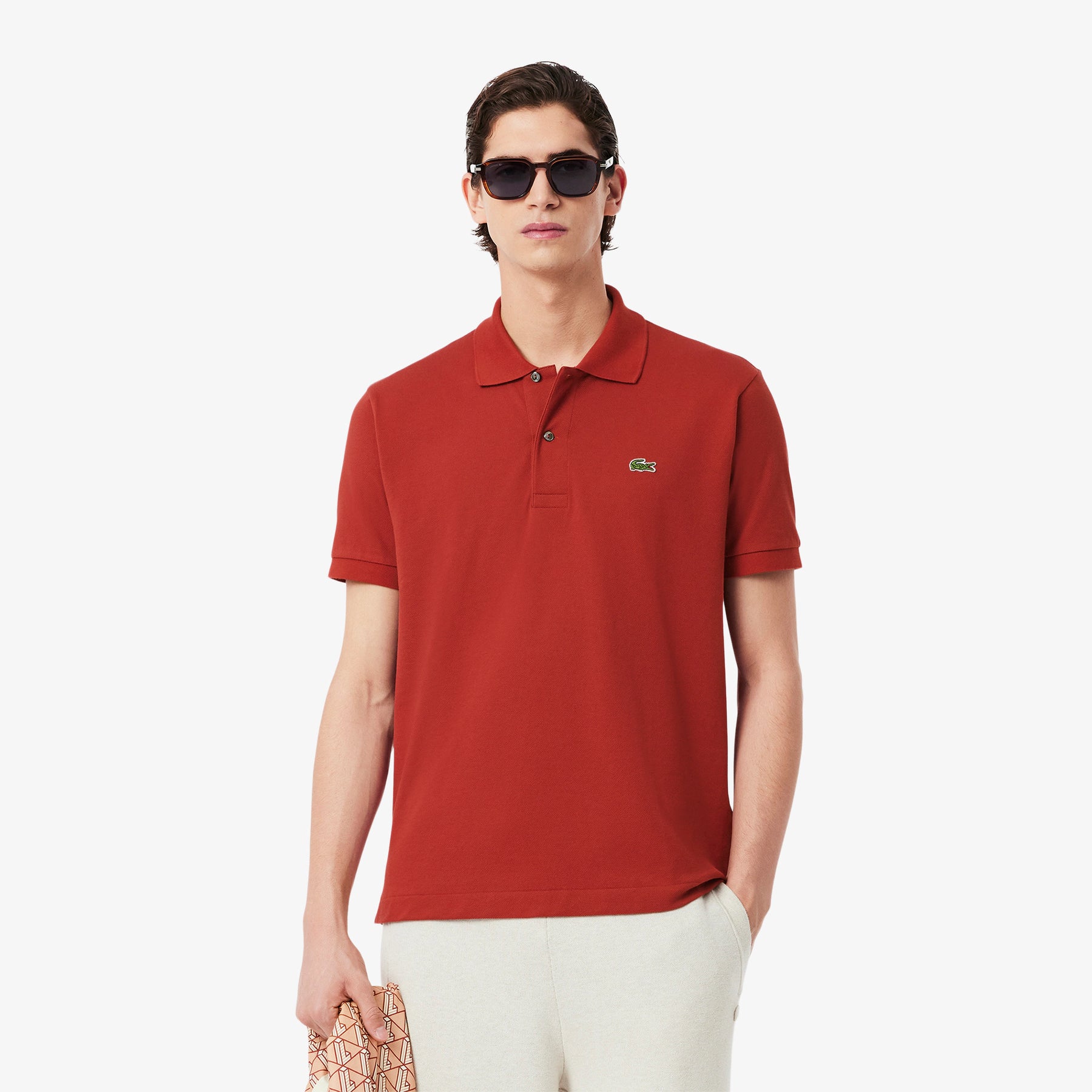 LACOSTE Polo Classica In Piqué Di Cotone Rosso Ruggine