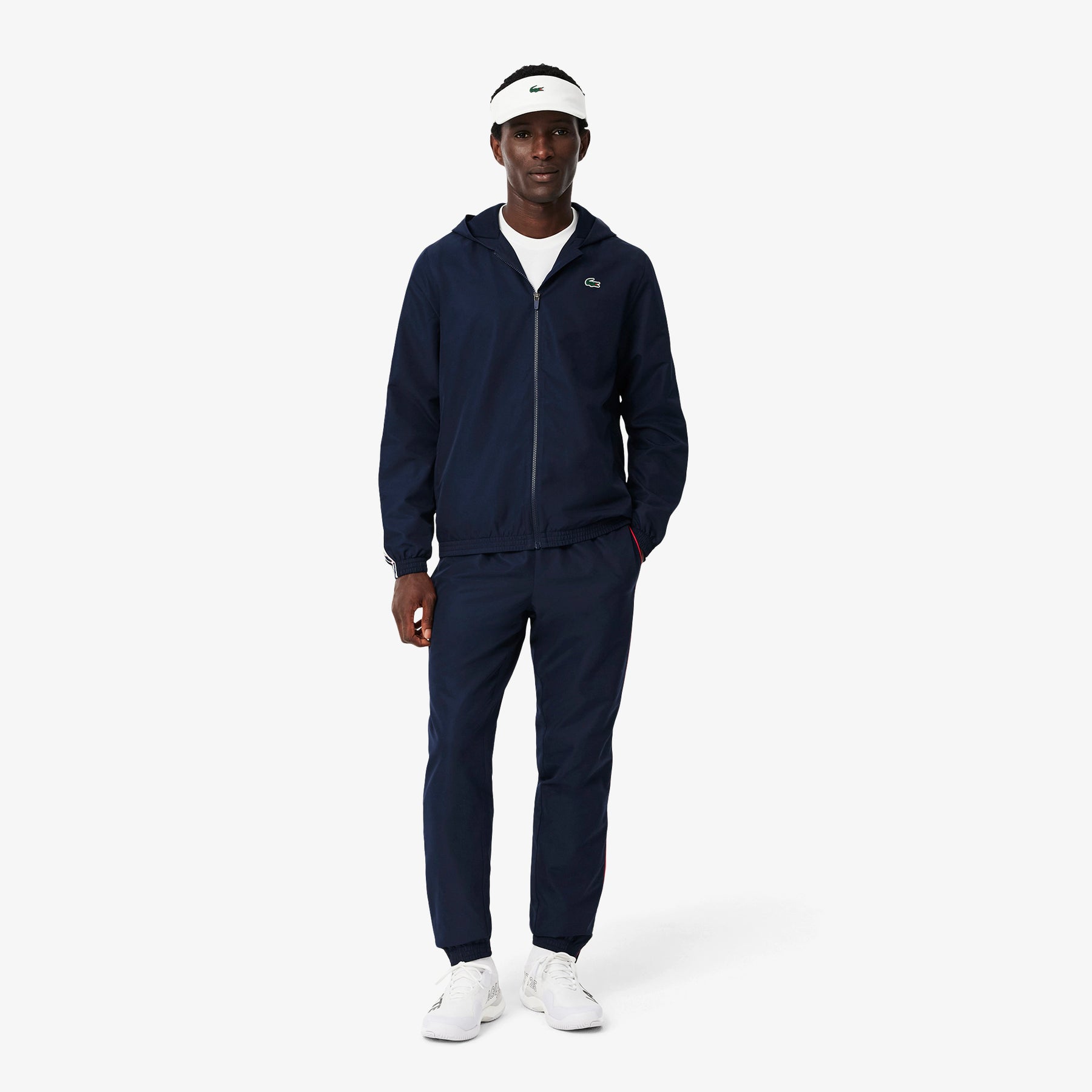 LACOSTE Tuta Leggera In Microfibra Con Zip Cappuccio e Banda Laterale Logata Blu