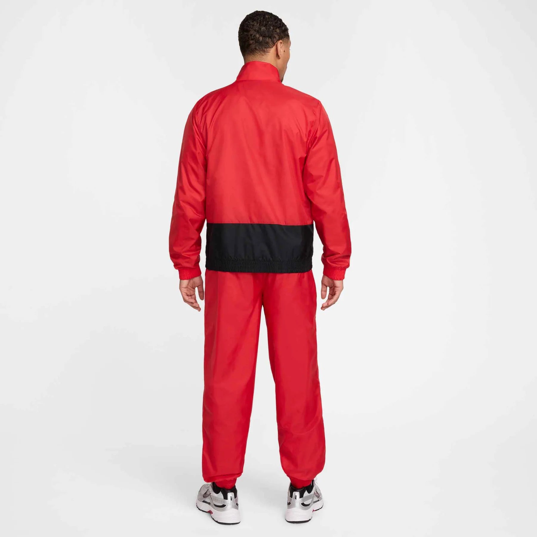 NIKE Tuta Leggera In Microfibra Con Zip e Cappuccio Grigia/Rossa