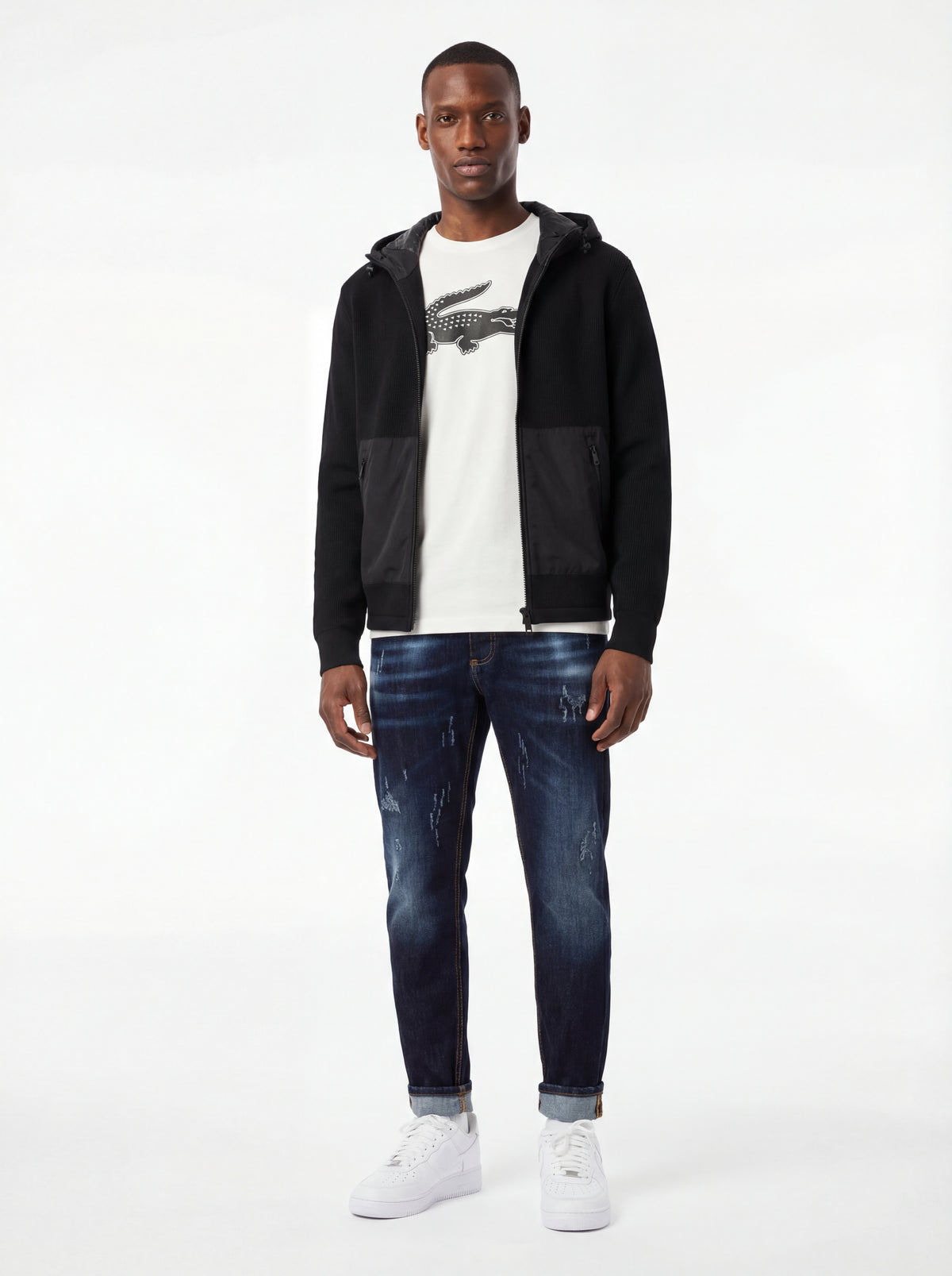 Air force bianche + Lacoste T Shirt + Soldier Jeans NEW + Trez Giubbotto Invernale - 01