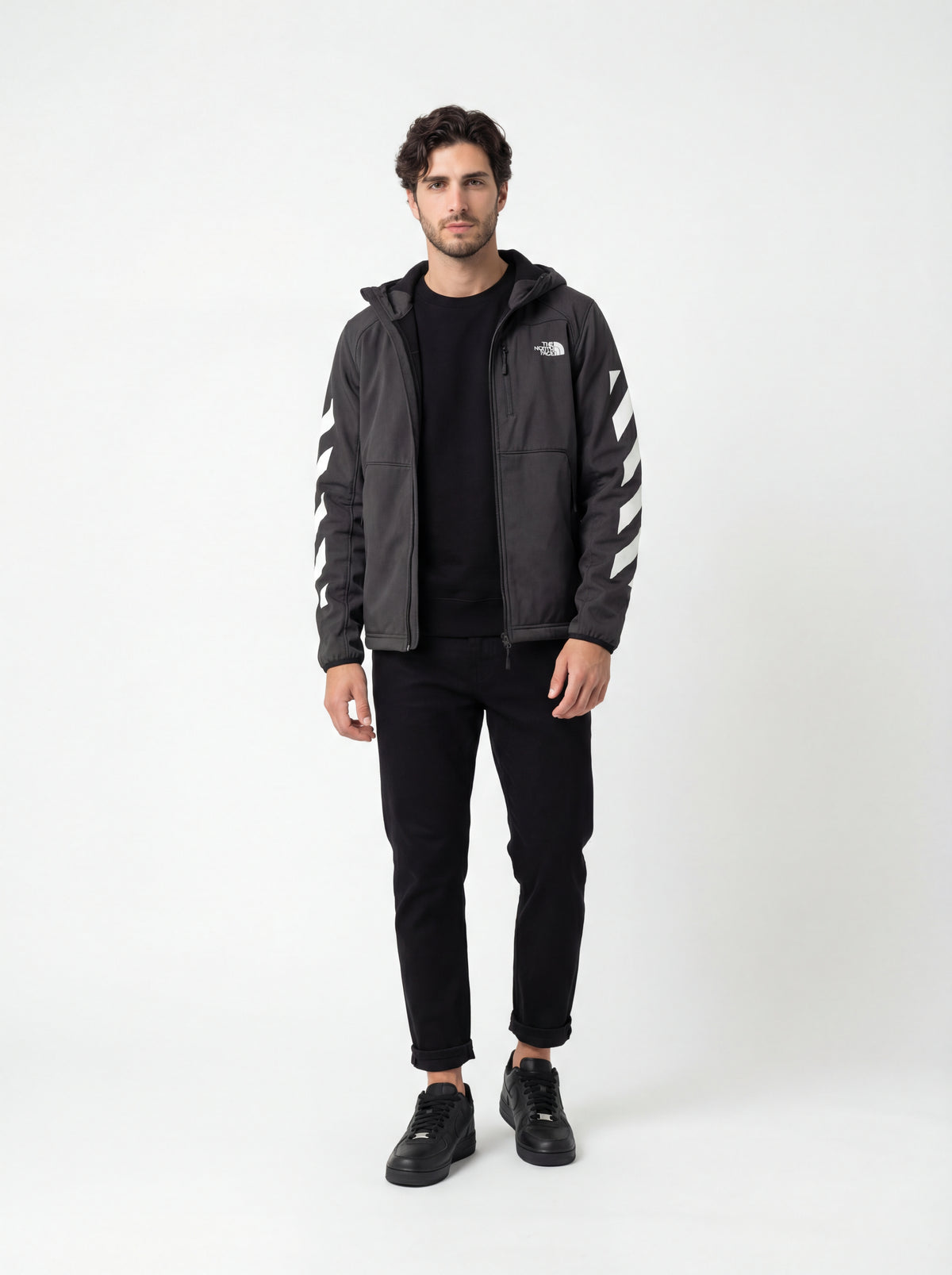 Nike Air Force + OFF WHITE Felpa + Soldier Jeans NEW + The North Face Giubbotto - 01