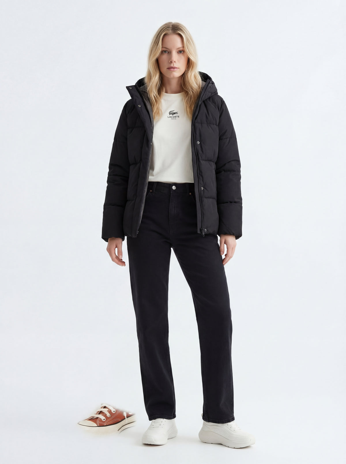 Skechers 117485/WHT Bobs + Lacoste T Shirt + JJXX DONNA JEANS + JJXX JXGLOBAL NERO - 05