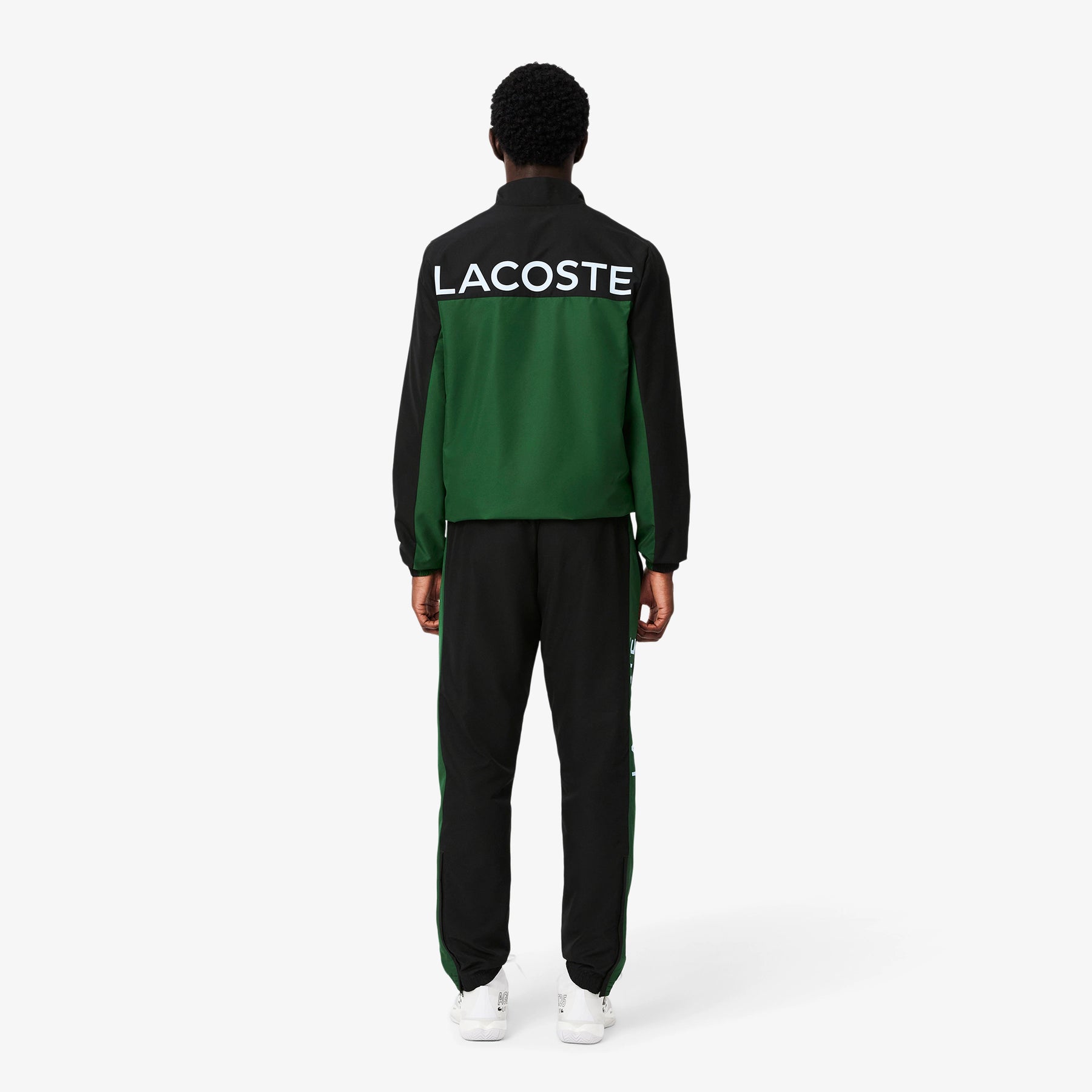 LACOSTE Tuta Leggera In Microfibra Senza Cappuccio Con Zip Logo Dietro Nera/Verde
