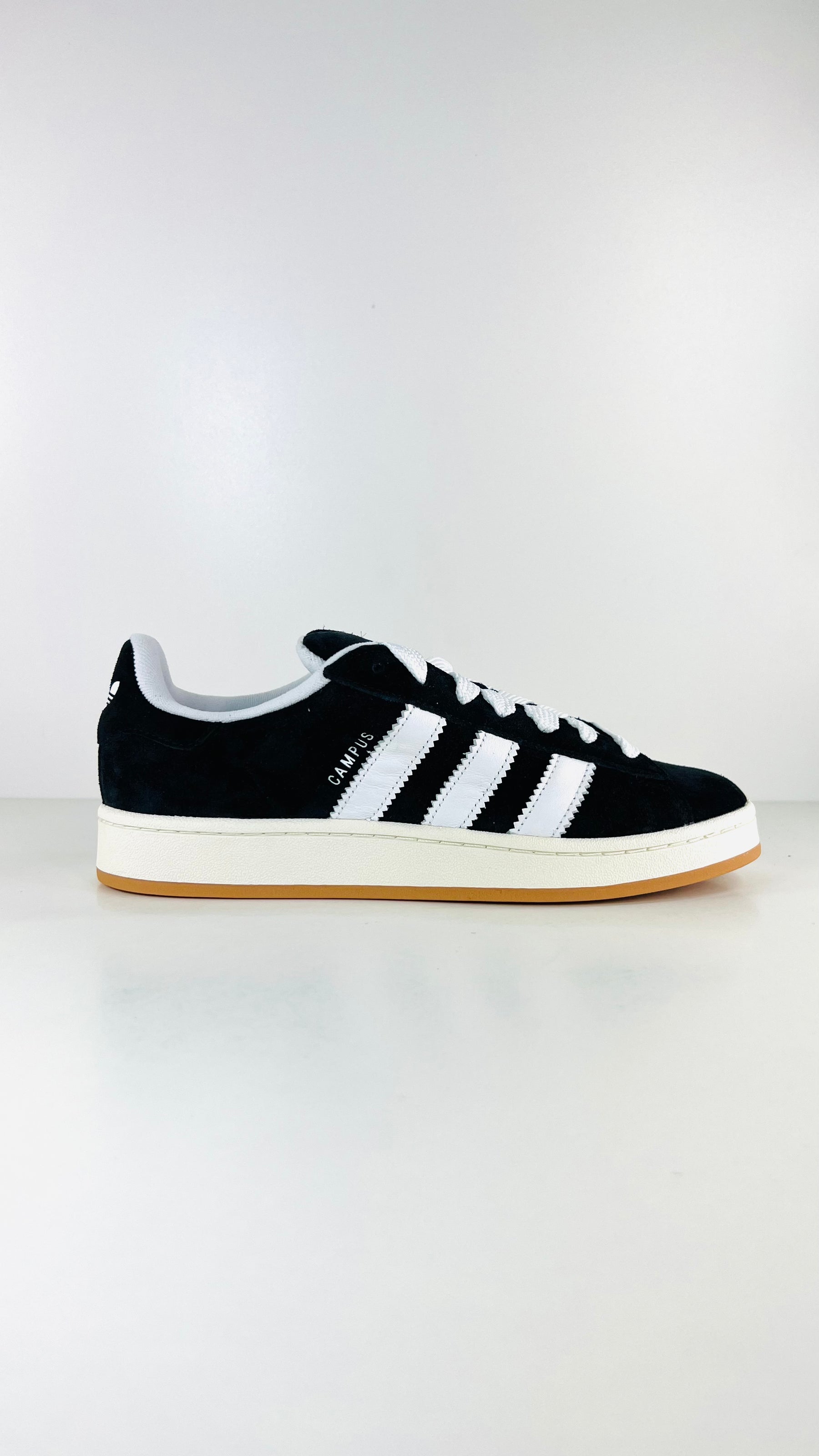 Adidas Campus Scarpa In Camoscio Nera Con Strisce Bianche