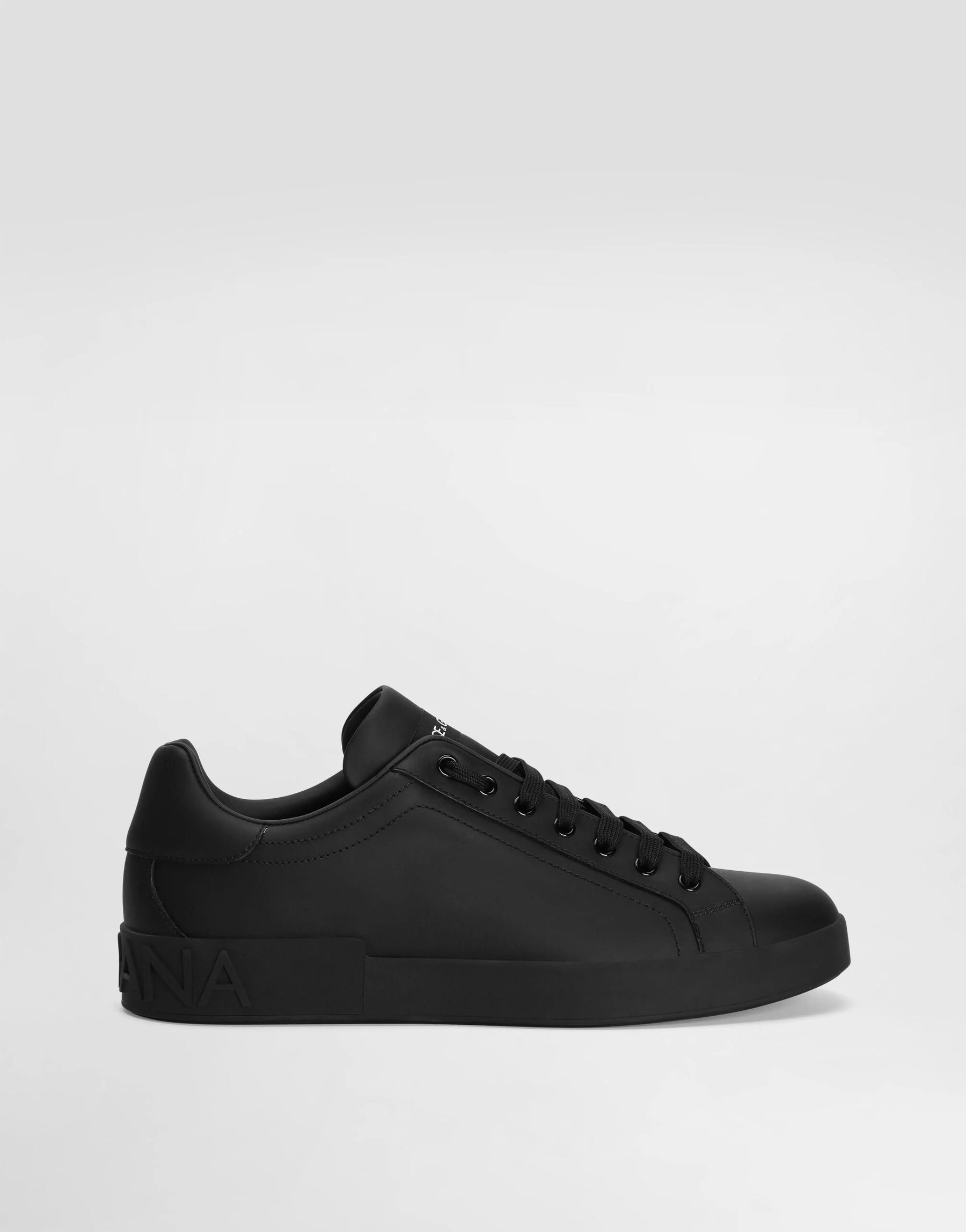 DOLCE&GABBANA Sneakers In Pelle Con Logo Tono Su Tono Sul Talloncino Nera