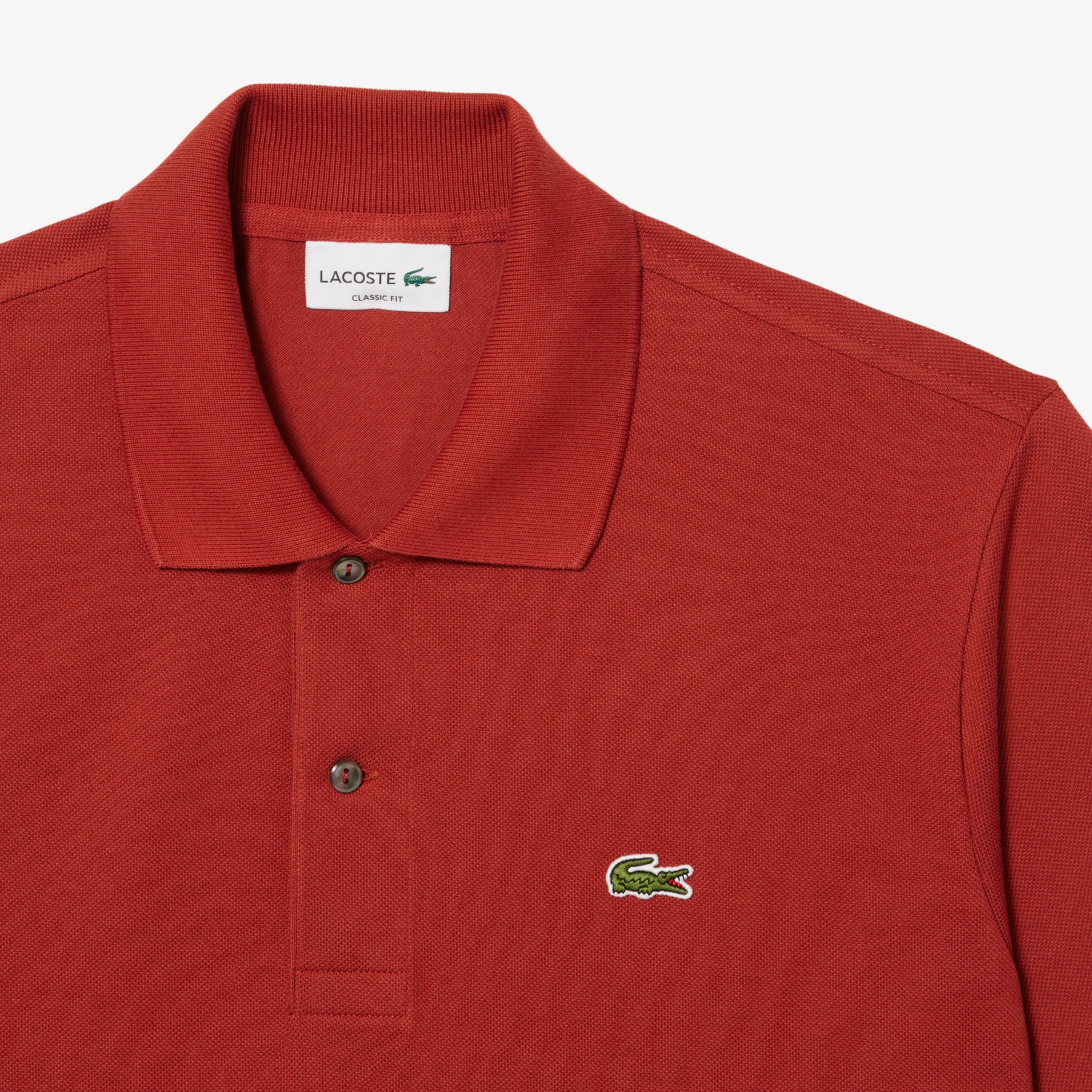 LACOSTE Polo Classica In Piqué Di Cotone Rosso Ruggine