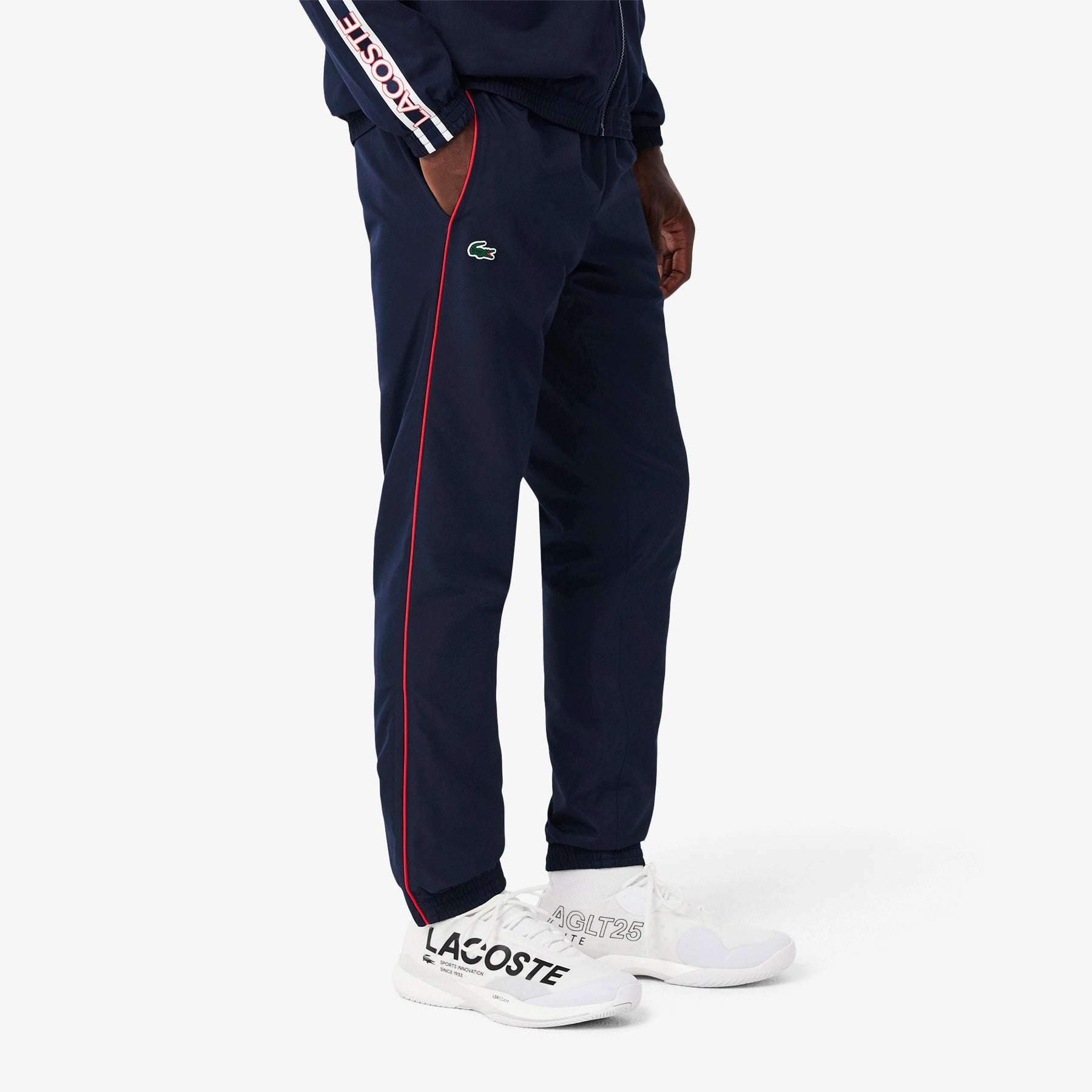 LACOSTE Tuta Leggera In Microfibra Con Zip Cappuccio e Banda Laterale Logata Blu
