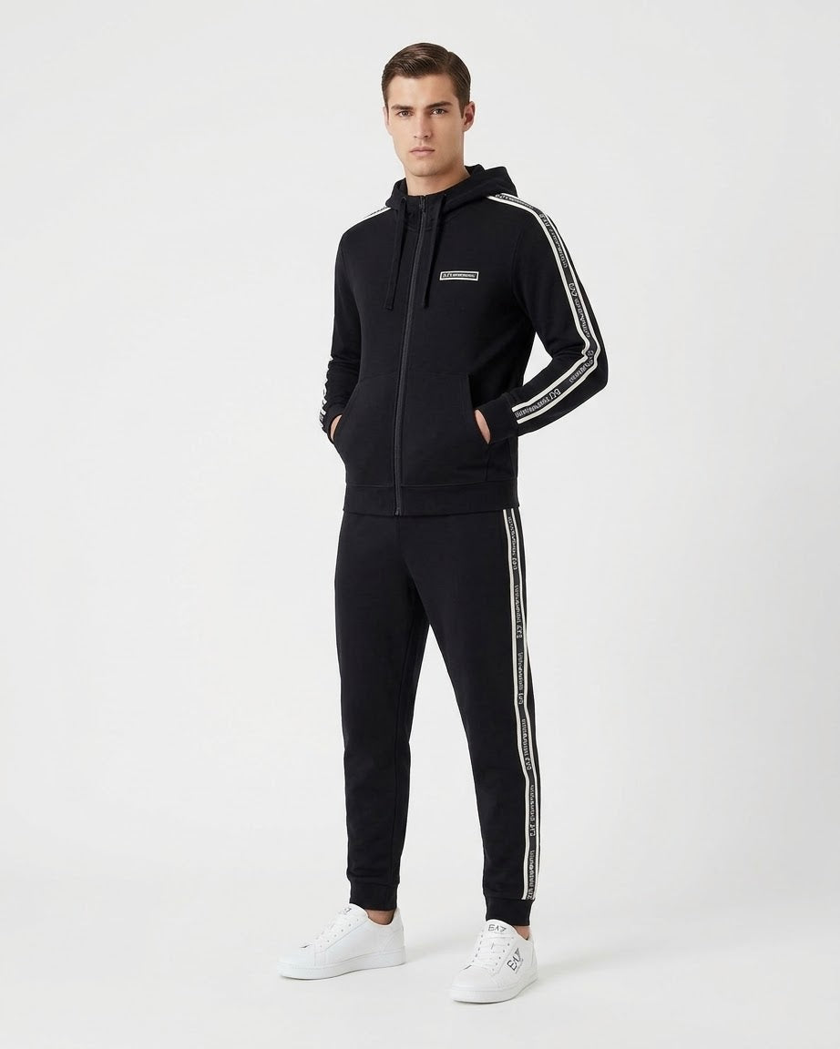 EMPORIO ARMANI Tuta Completa Con Zip Senza Cappuccio Nera Con Bande